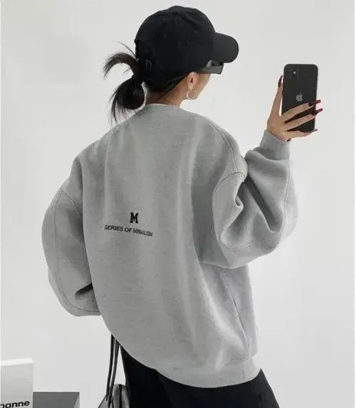 Japanese Brand Korean Pullover Print Thickened Sweatshirt Size ONE SIZE - 4 Thumbnail