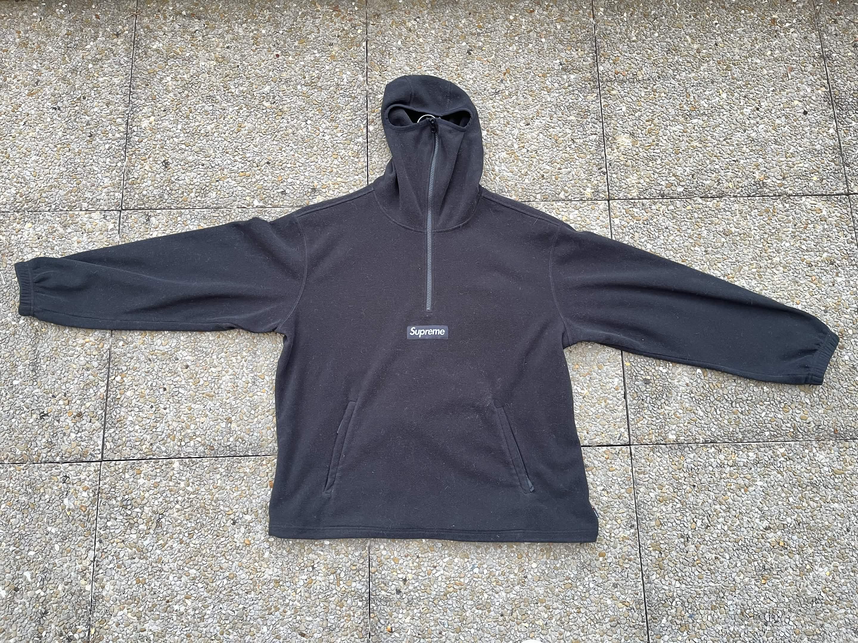 【 Supreme 】Polartec Face Mask Half Zip 黒 Supreme Polartec Facemask Half Zip Hooded Sweatshirt