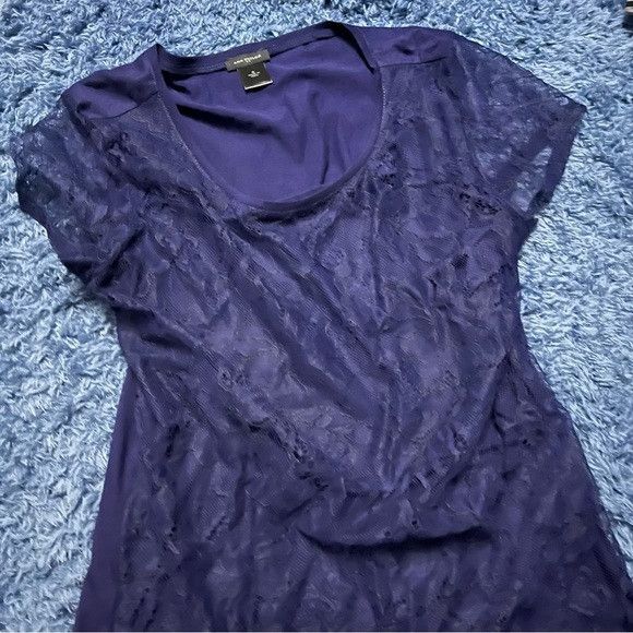 Ann Taylor Ann Taylor Lace Textured Short Cap Sleeve top size small Size S / US 4 / IT 40 - 1 Thumbnail