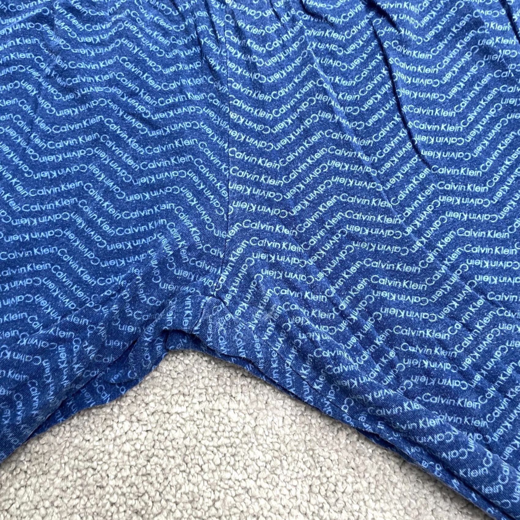 Calvin Klein Calvin Klein Pajama Pants Womens XS Blue Cotton Blend Drawstring Elastic Herringbone Sleepwear Size 26" / US 2 / IT 38 - 5 Thumbnail