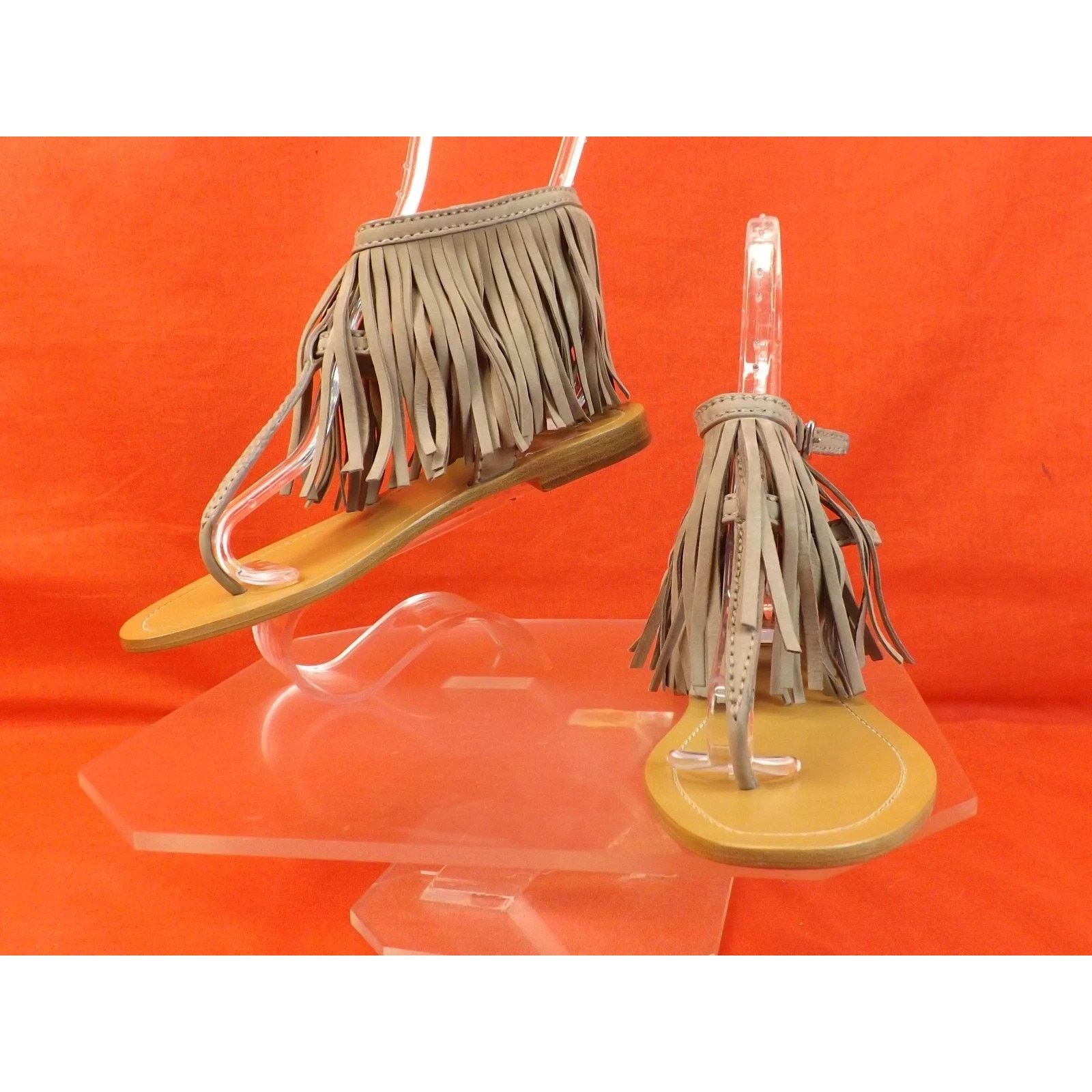 Prada PRADA 1Y70 BEIGE SUEDE FRINGE BUCKLES THONG FLAT SANDALS 36 Size US 6 / IT 36 - 5 Thumbnail