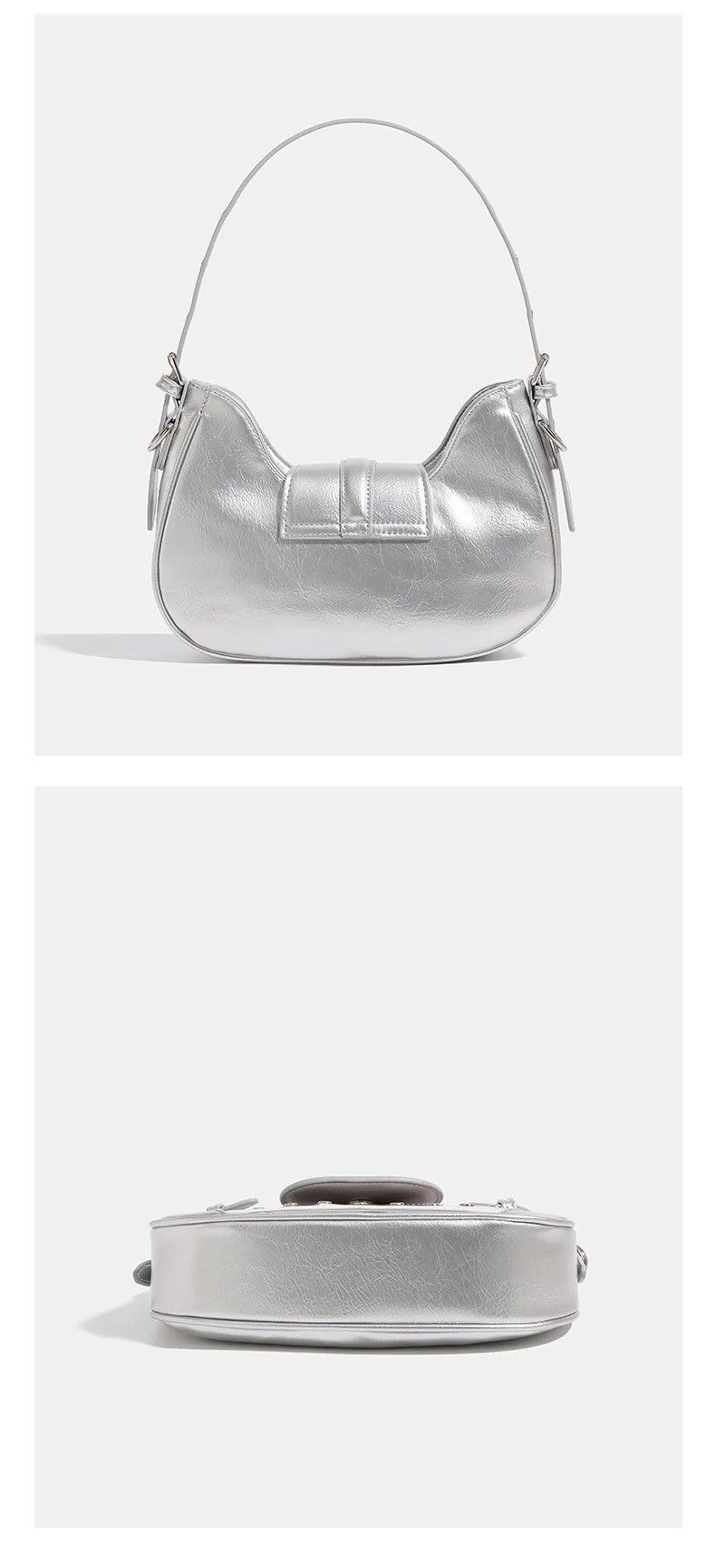 Vintage Retro Patchwork Harajuku Style Silver Mini Shoulder Bag Size ONE SIZE - 5 Thumbnail