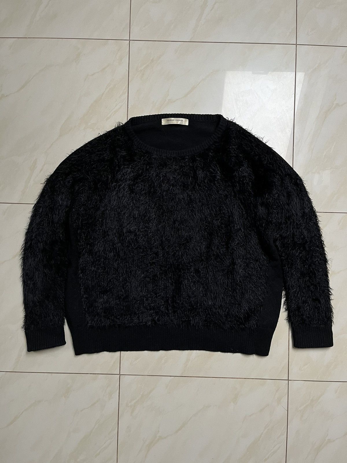 image of Issey Miyake x Tsumori Chisato Grunge Loose Knit Mohair Fur Sweater in Black, Men's (Size XL)