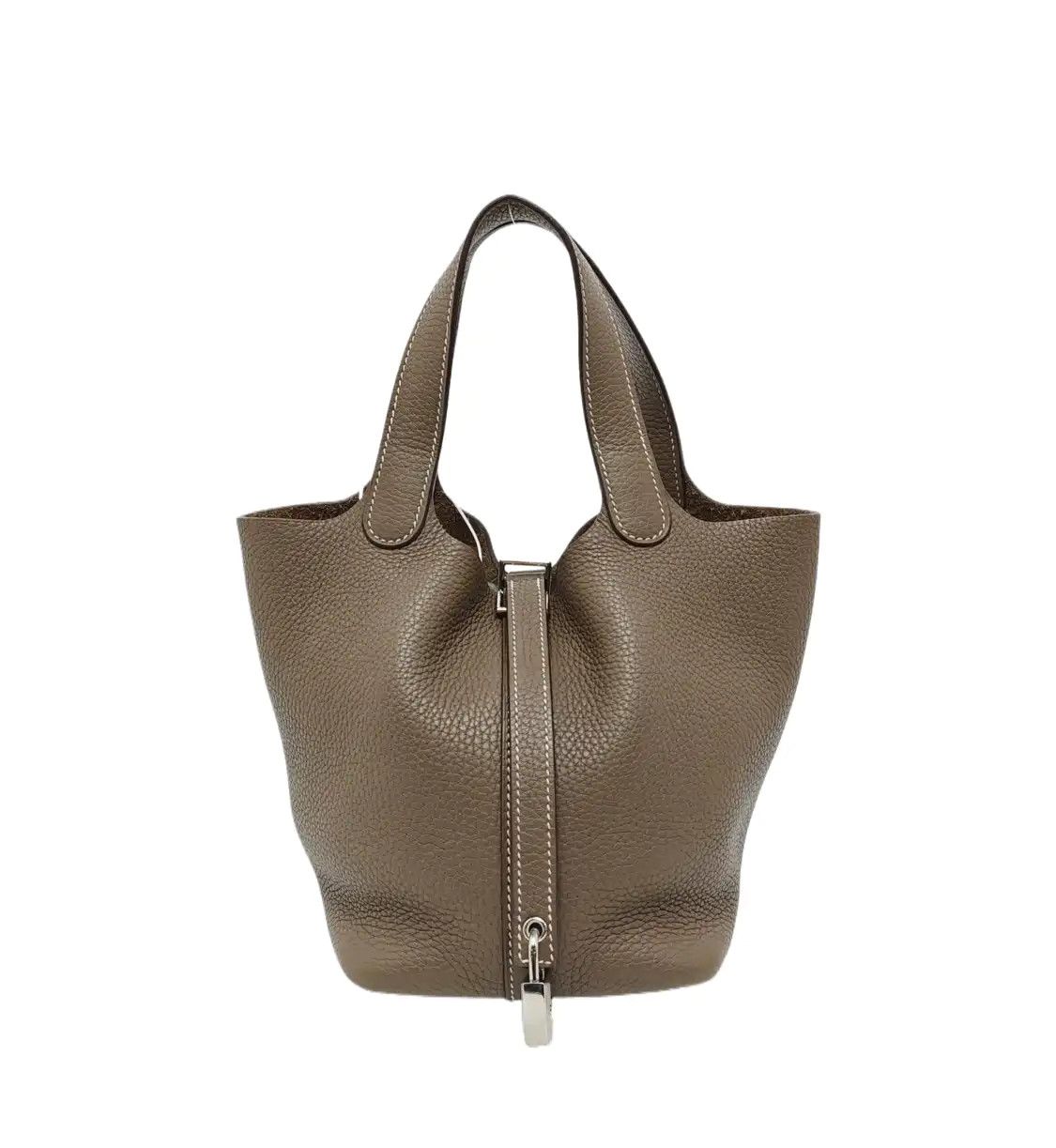 Hermes Hermes Picotin Lock 18 Etoupe Clemence cowhide leather picotin handbag silver ha Size ONE SIZE - 1 Thumbnail