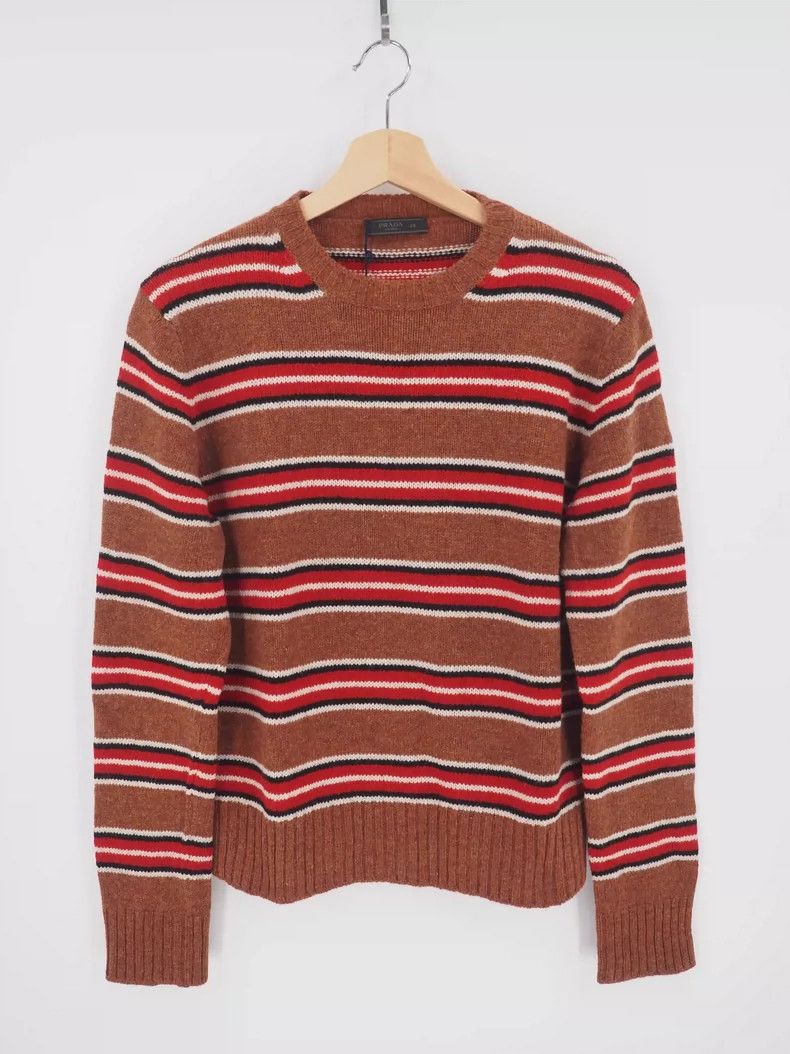 Prada Prada Brown Stripe Wool Sweater 2016- DMC Size US XL / EU 56 / 4 - 1 Thumbnail