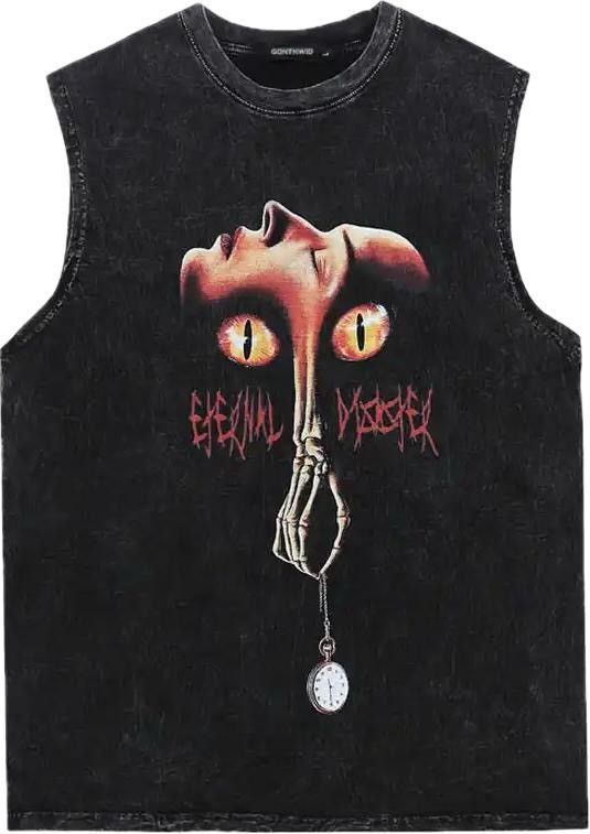 Japanese Brand Skull Eyes Graphic Print Sleeveless Shirt Size US L / EU 52-54 / 3 - 1 Thumbnail