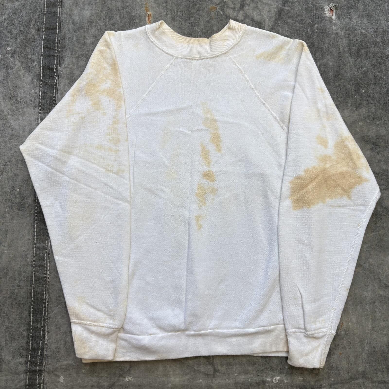 Vintage Vintage 60s 70s Deadstock Blank White Stained Sweatshirt Size US M / EU 48-50 / 2 - 1 Thumbnail