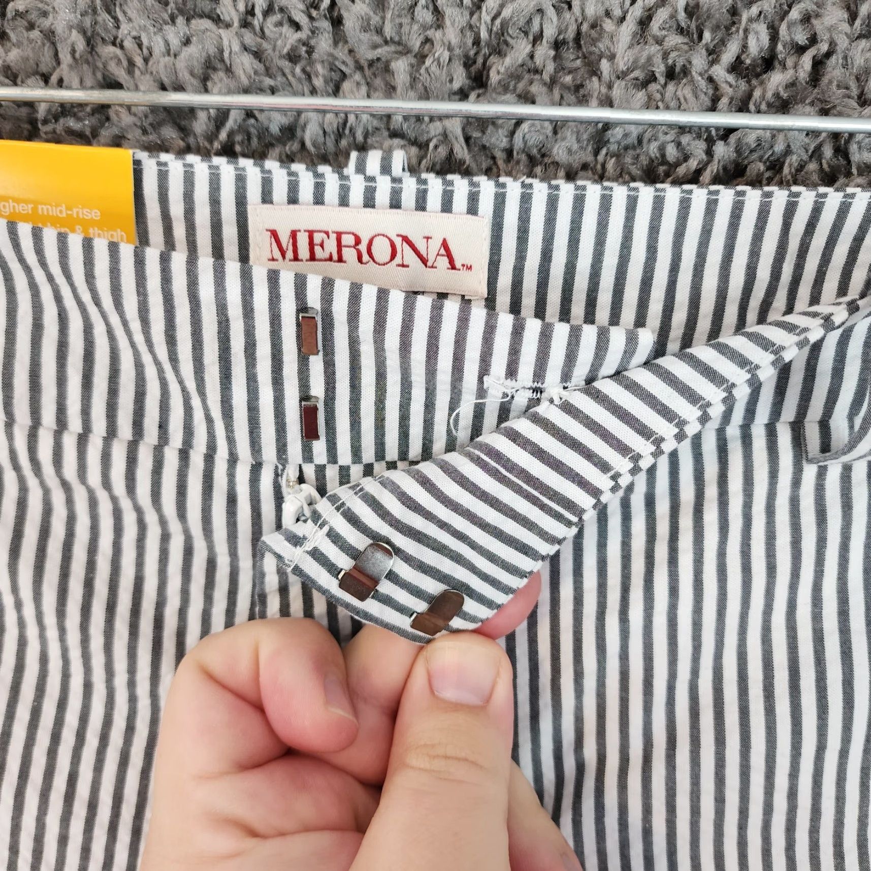 Merona Merona Pants Striped Chino Women 18 Plus Gray White Mid Rise Straight Hip Thigh Ankle 27in Women Size 40" / US 18 - 4 Thumbnail