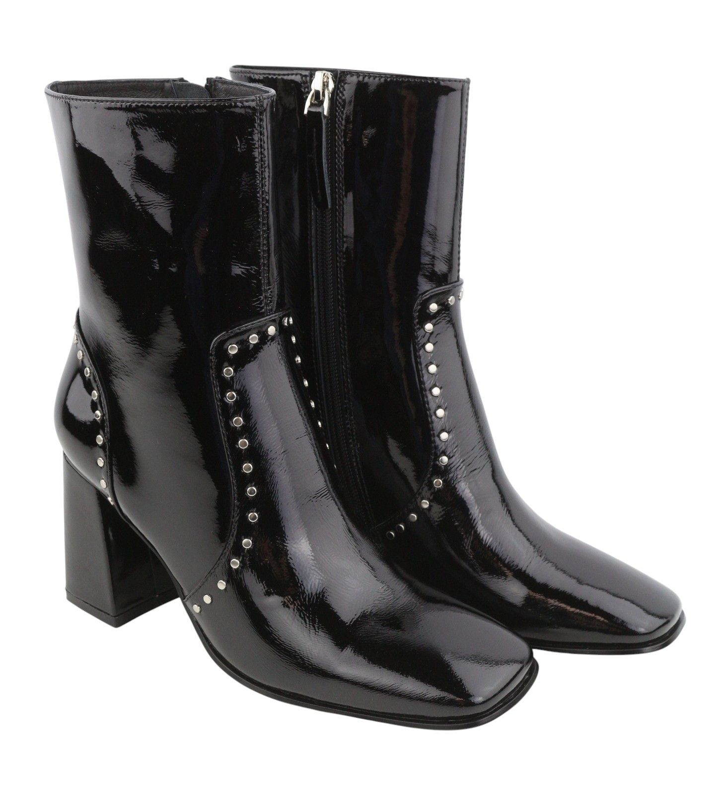 Other BIBI LOU POLA EU37 Black Leather Square Toe Ankle 87549 Size US 6 / IT 36 - 2 Thumbnail