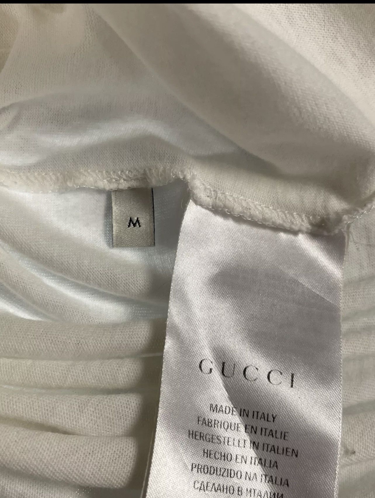 Gucci Size M - Gucci White Logo Print Cotton Dragon Embroidered Size US M / EU 48-50 / 2 - 12 Thumbnail