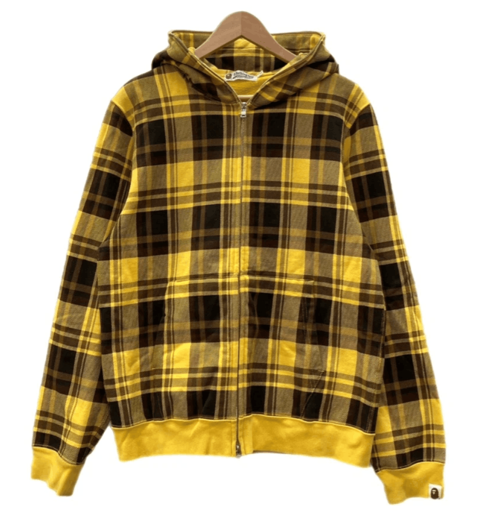 Bape Y2K Bape Yellow Black Plaid Zip Hoodie M Size US M / EU 48-50 / 2 - 1 Thumbnail