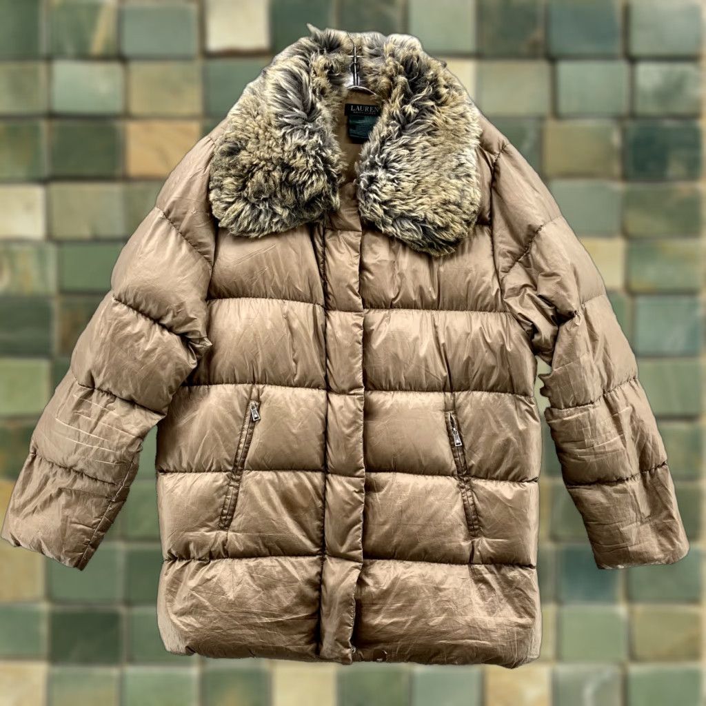 Ralph Lauren Lauren Ralph Lauren Puffer Down Jacket Womens Beige Faux Fur Trim Parka Mob Chic Beiges Size M / US 6-8 / IT 42-44 - 1 Thumbnail