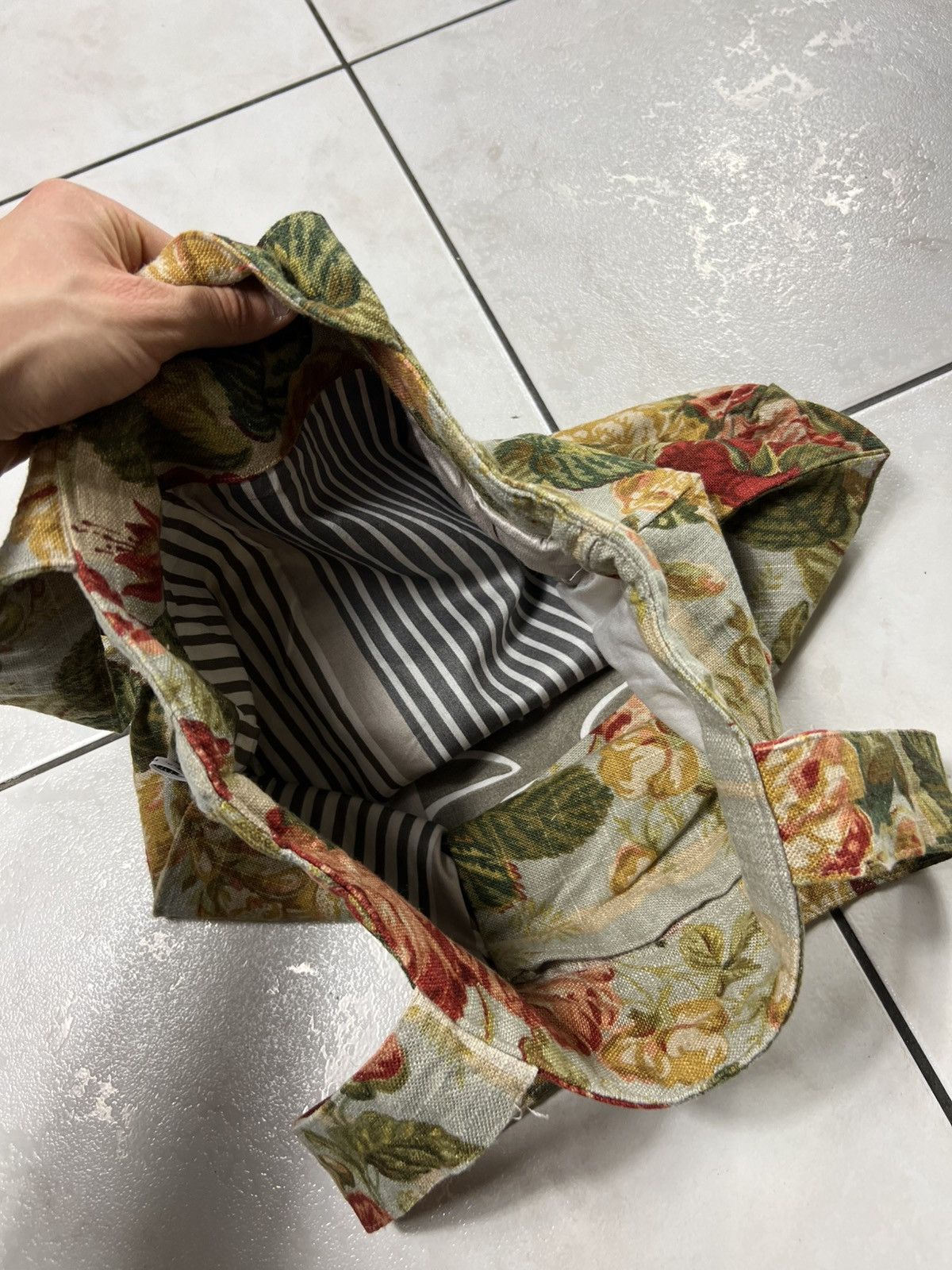 Handmade Vintage handmade floral tote bag F.S. Design art full print Size ONE SIZE - 18 Thumbnail