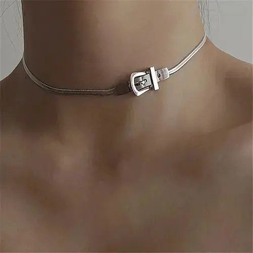 VIBE Belt Buckle Choker Snake Chain Necklaces Size ONE SIZE - 1 Thumbnail