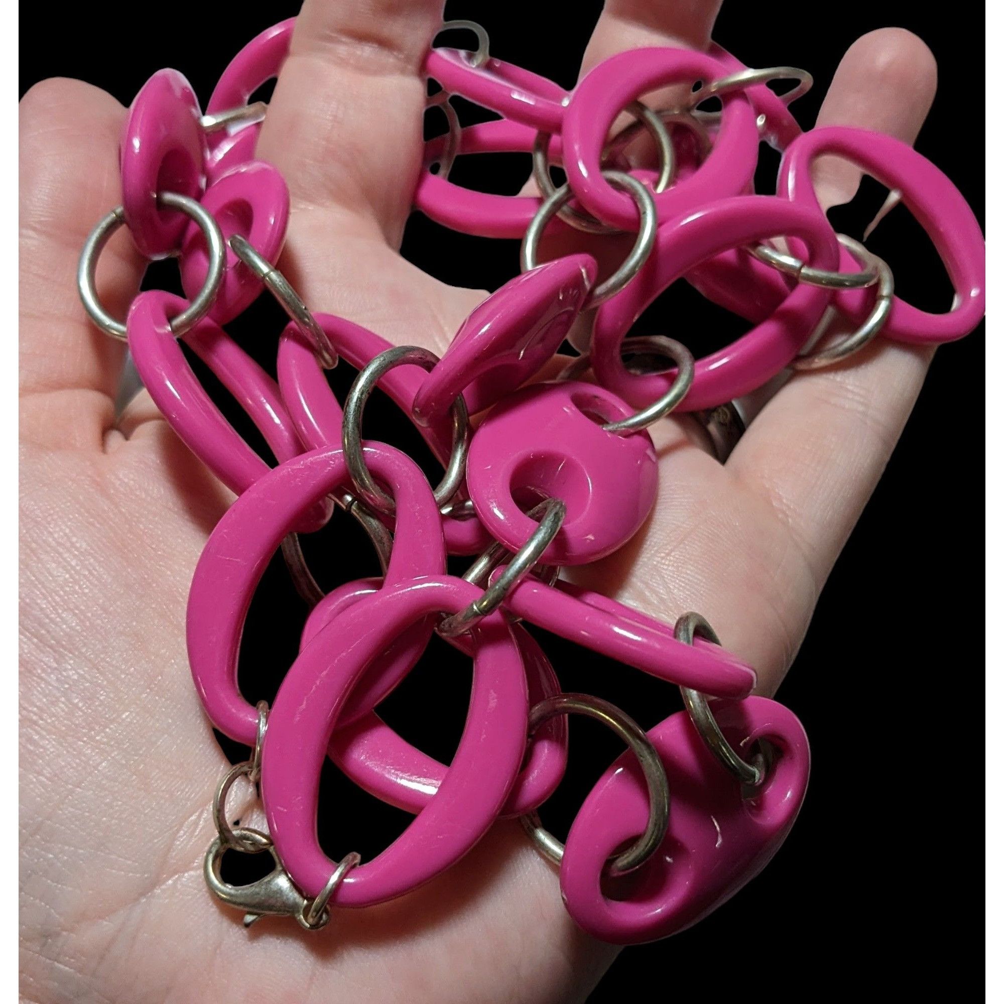 Other 80s Pink And Silver Large Link Necklace. Size ONE SIZE - 10 Thumbnail