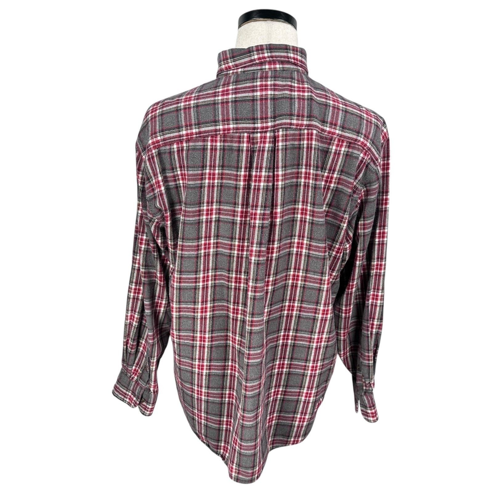 J.Crew VTG J Crew Oarsman Flannel Shirt Men's Large Red Gray Plaid Size US L / EU 52-54 / 3 - 5 Thumbnail