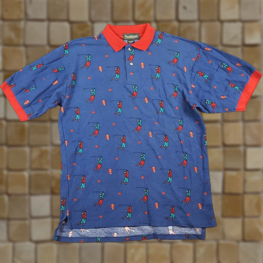 Vintage VINTAGE Southport Polo Shirt Golf Trophy USA Men’s Size M Blue 90s Preppy Casual Short Sleeve Button Collar Knit Cotton Shirt Mens Size US M / EU 48-50 / 2 - 1 Thumbnail