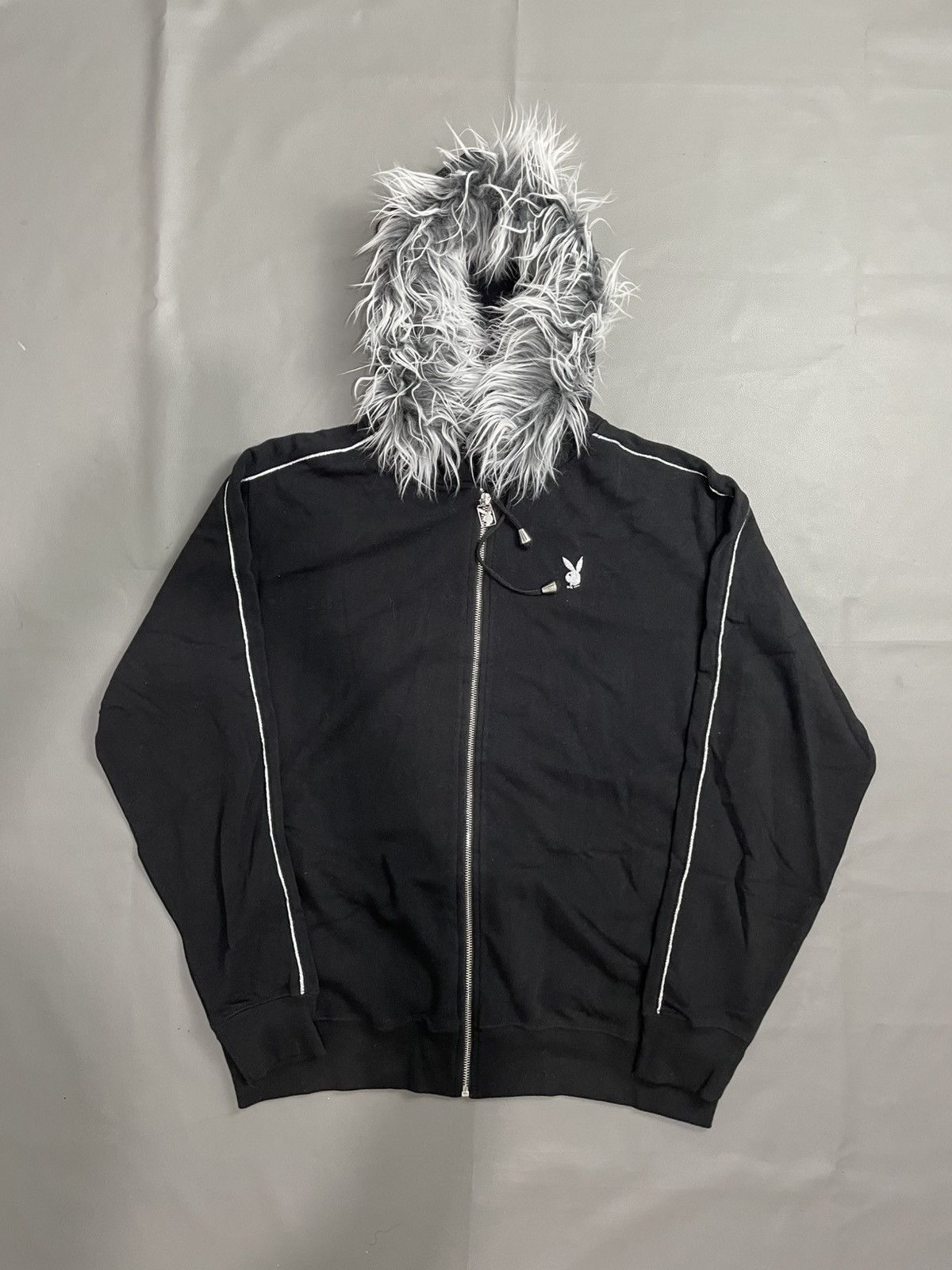 Japanese Brand Playboy Vintage Zip Black Fur Hoodie Size US L / EU 52-54 / 3 - 1 Thumbnail