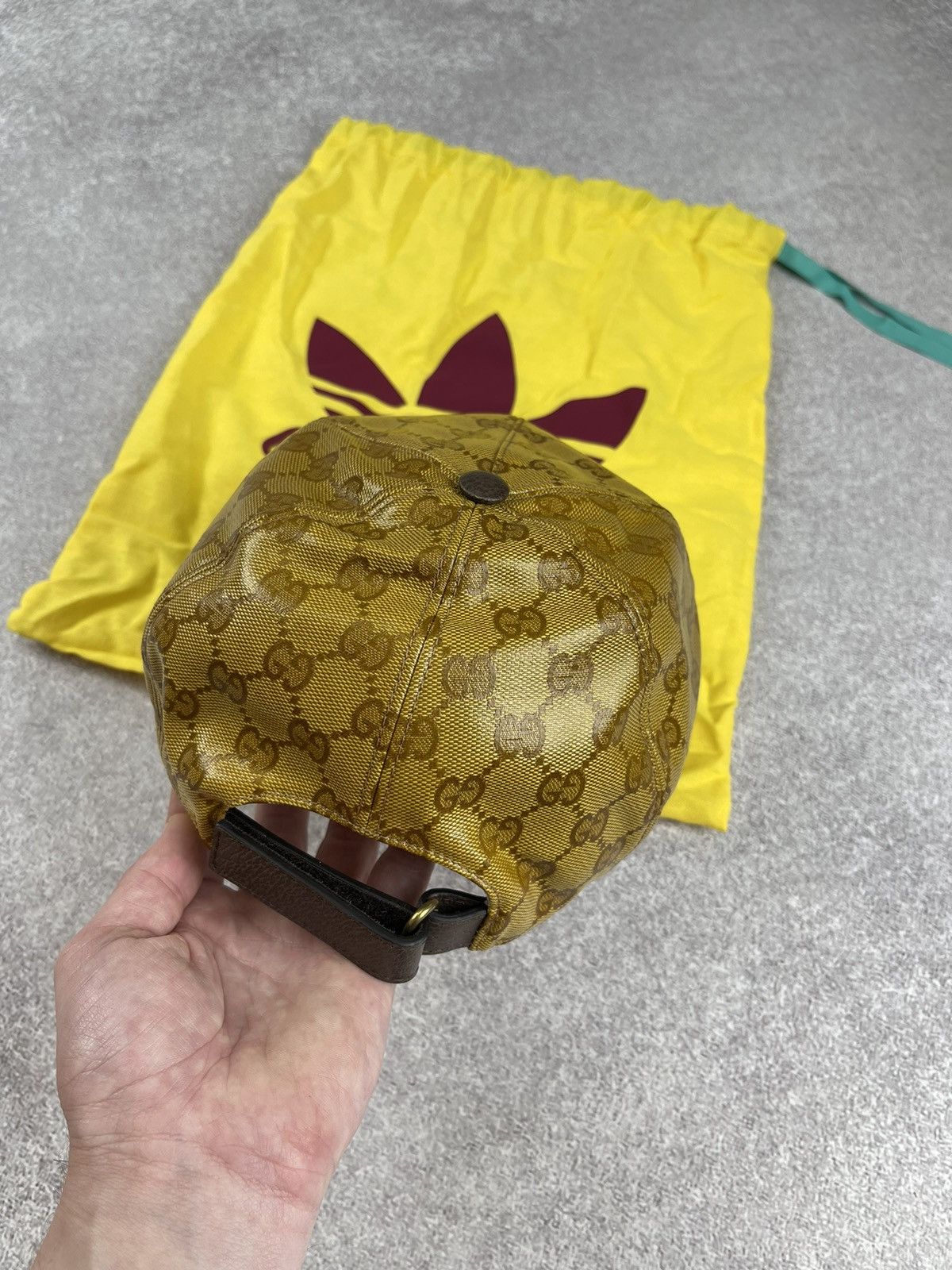 Adidas × Gucci Gucci x Adidas Baseball Cap Monogram Canvas Leather Size M Size ONE SIZE - 7 Thumbnail