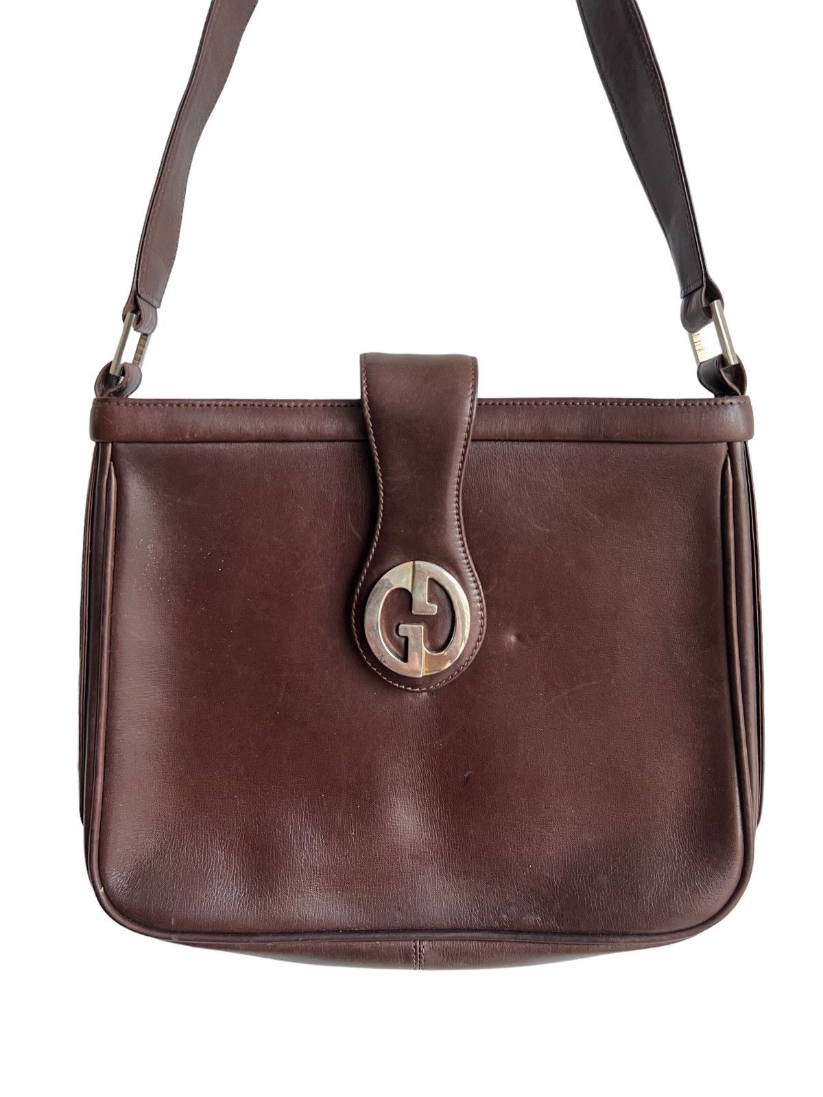 Genuine Leather × Gucci Vintage 1980s Gucci GG Crossbody Leather Sling Bag Size ONE SIZE - 1 Thumbnail