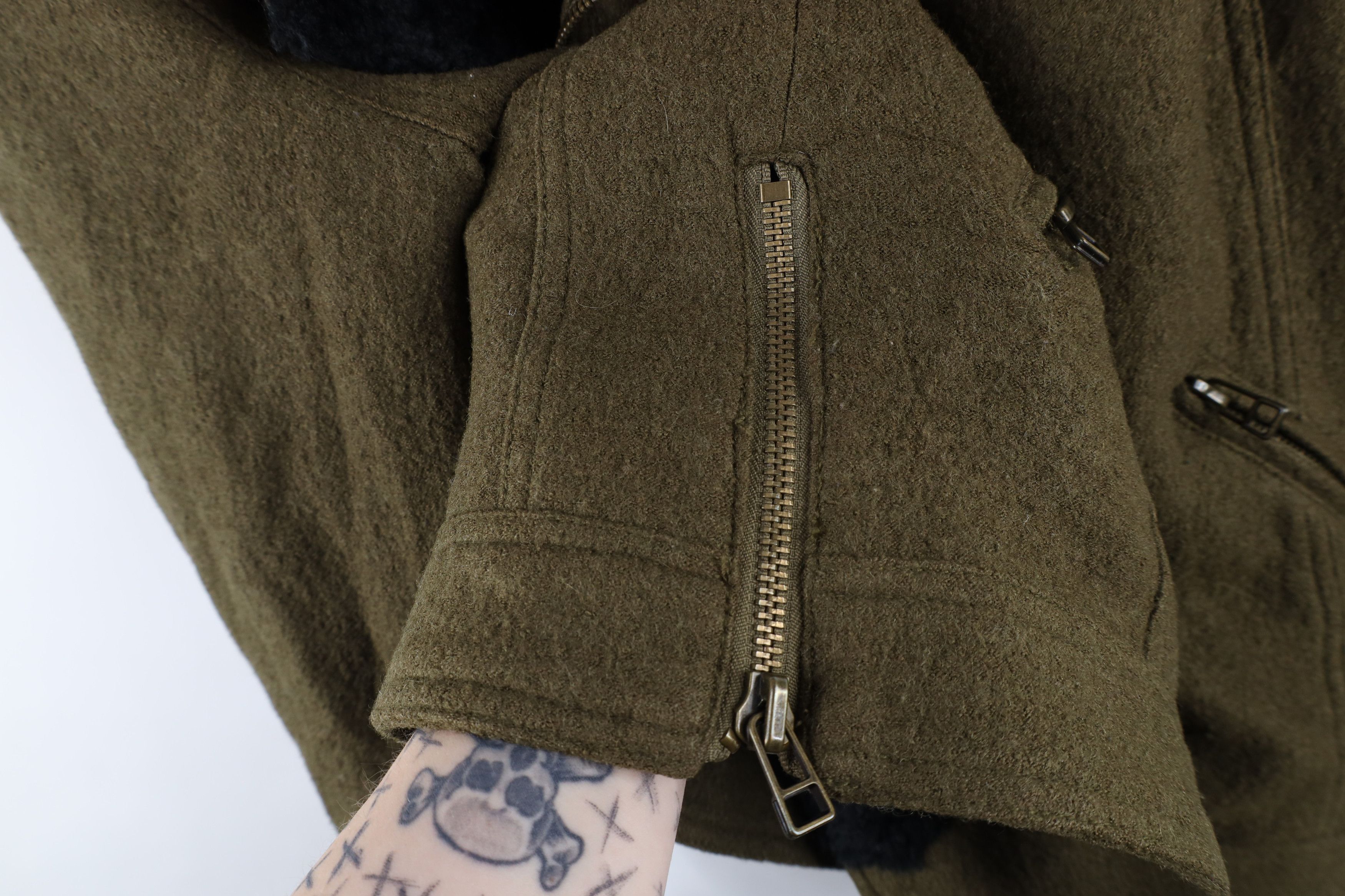 Free People × Vintage Free People Chic Asymmetrical Zip Wool Bomber Jacket Green Size M / US 6-8 / IT 42-44 - 7 Thumbnail