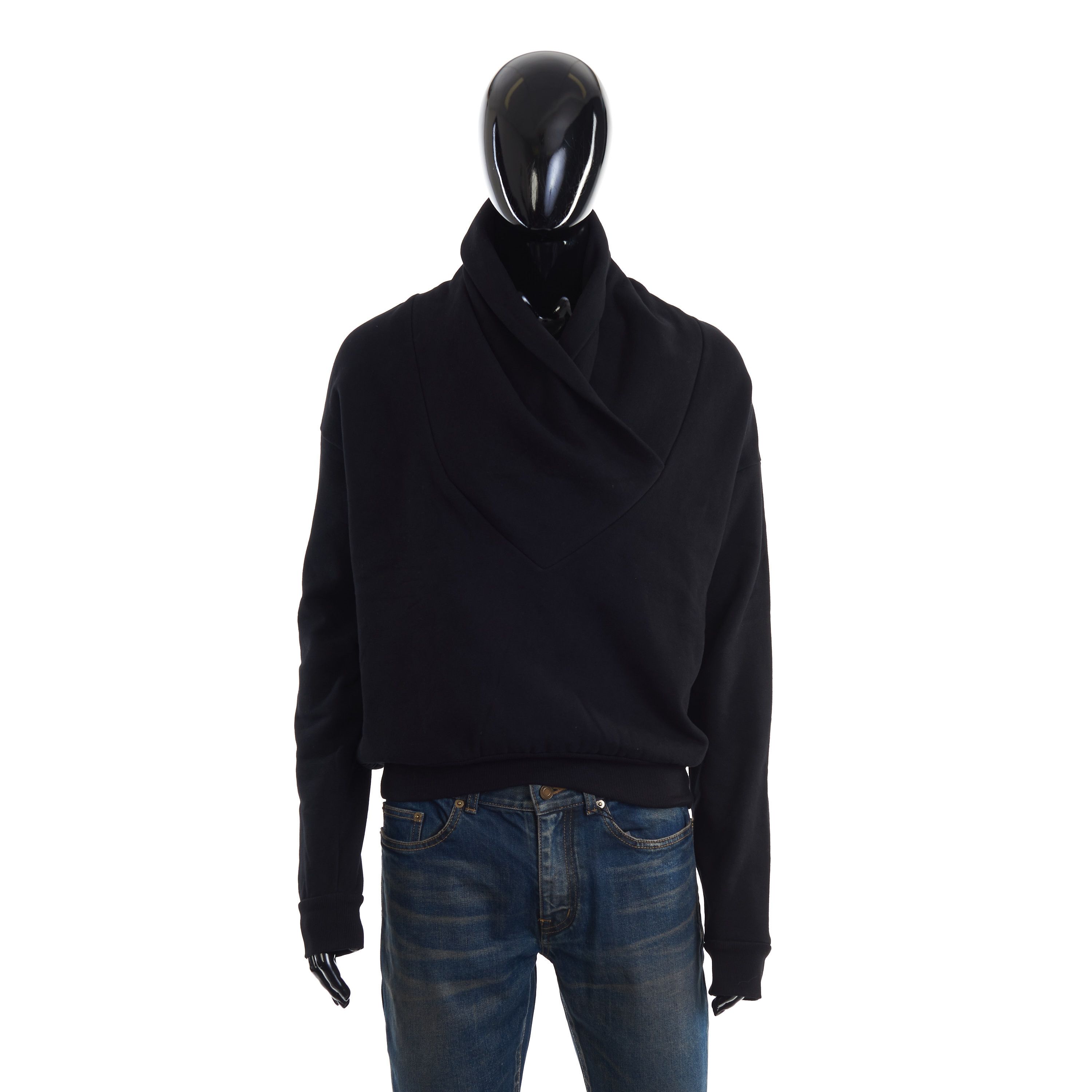 Saint Laurent Paris Black Sweatshirt With Shawl Neck In Fleece Cotton Size US S / EU 44-46 / 1 - 1 Thumbnail