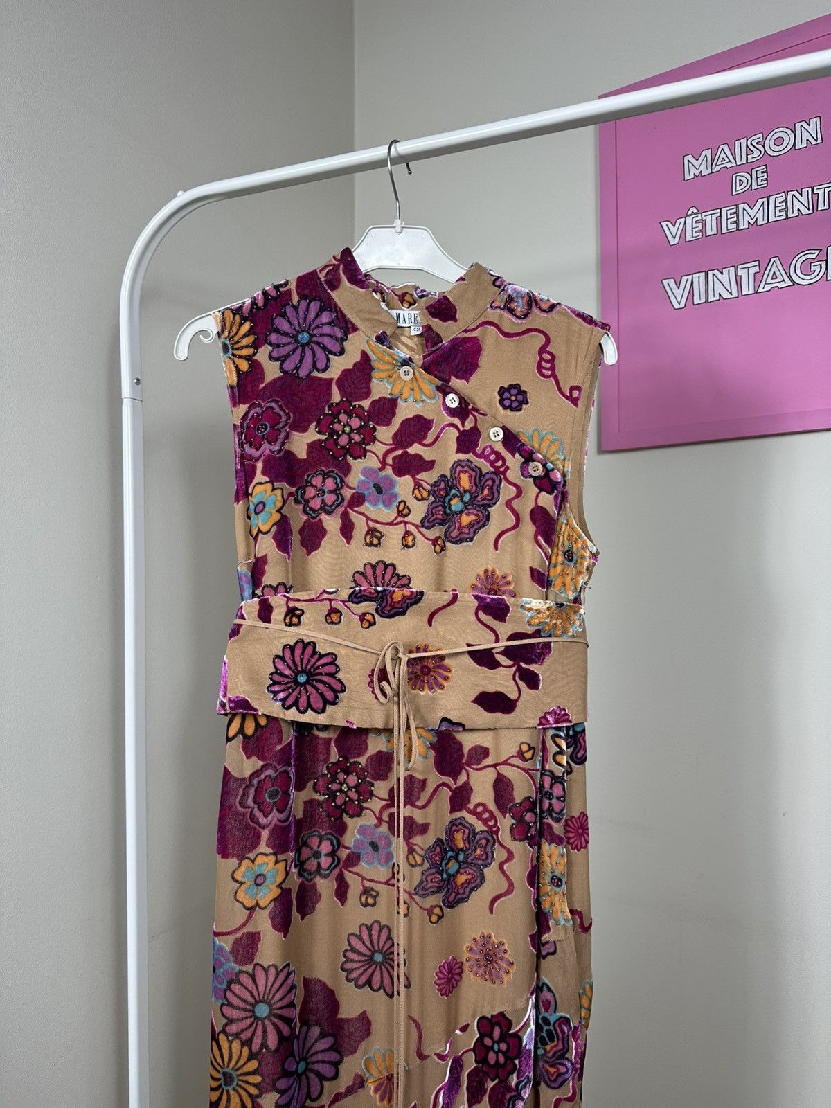 Marella Marella Vintage Midi Dress Beaded Embroidered Floral Kimono Size S / US 4 / IT 40 - 3 Thumbnail