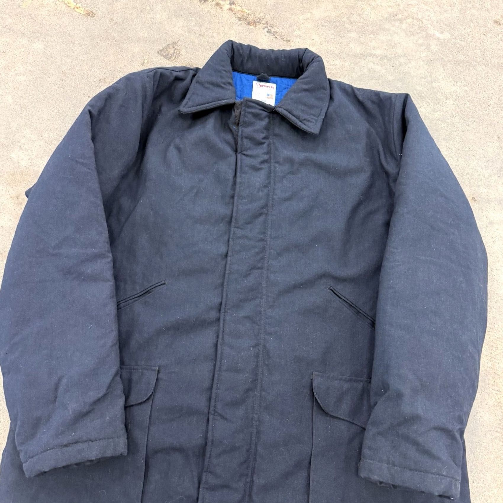 Vintage VINTAGE Workrite Jacket Coat Mens Large Navy Blue Black Zip Snap Front Distressed USA Mens Jacket Size US L / EU 52-54 / 3 - 4 Thumbnail