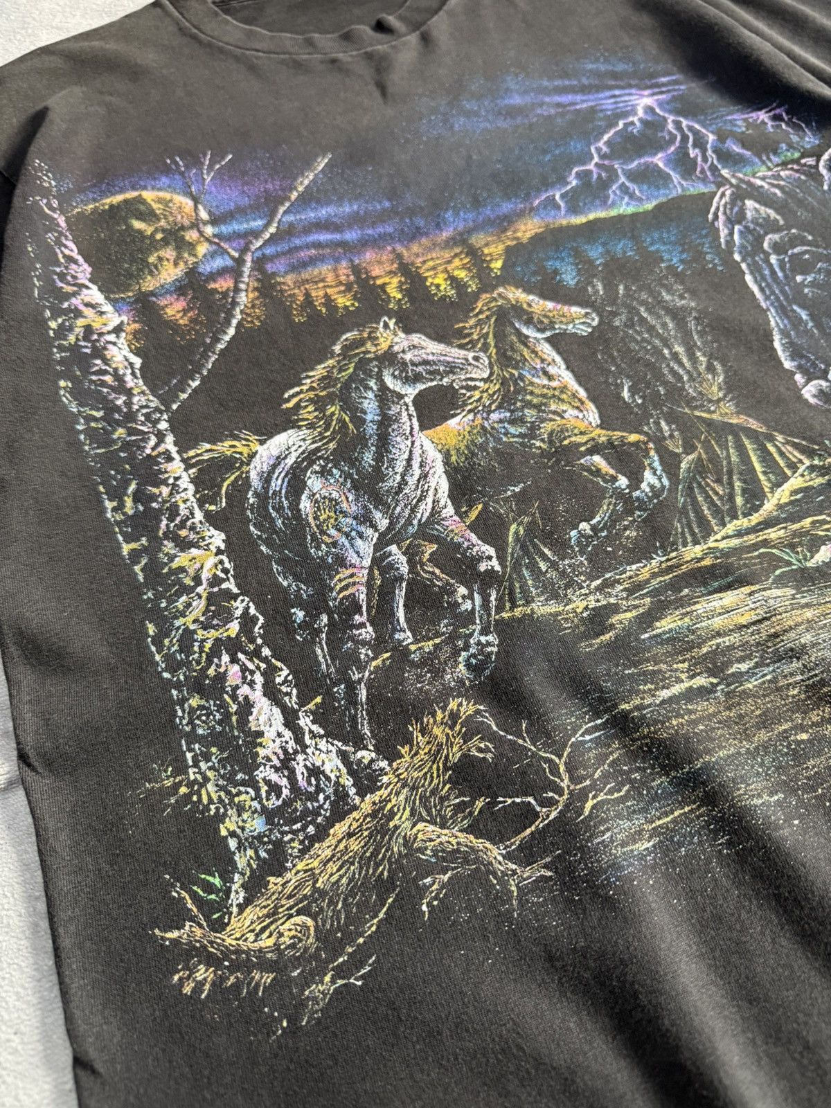 Vintage Vintage 90s Wild Horses Nature Moonlight & Thunder Art Shirt Size US M / EU 48-50 / 2 - 3 Thumbnail