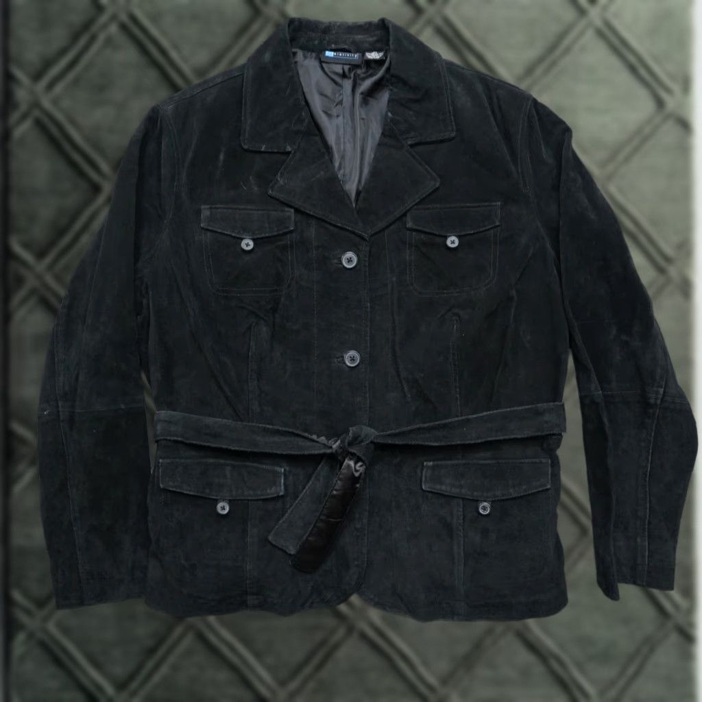 Vintage Relativity Leather Jacket Womens 2X Black Belted Western Button - Coat - Jacket - Women - 2X - Black - Belted Western Style Size XXL / US 16-18 / IT 52-54 - 1 Thumbnail