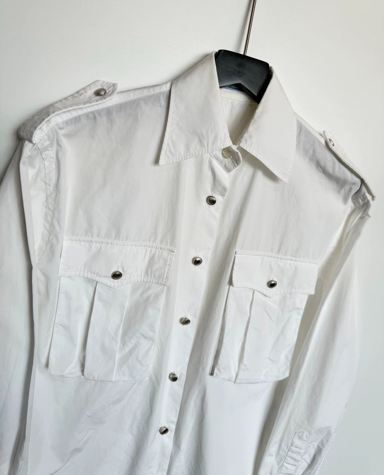 Prada Prada Military Buckle White Shirt - Size 38 Size S / US 4 / IT 40 - 2 Thumbnail