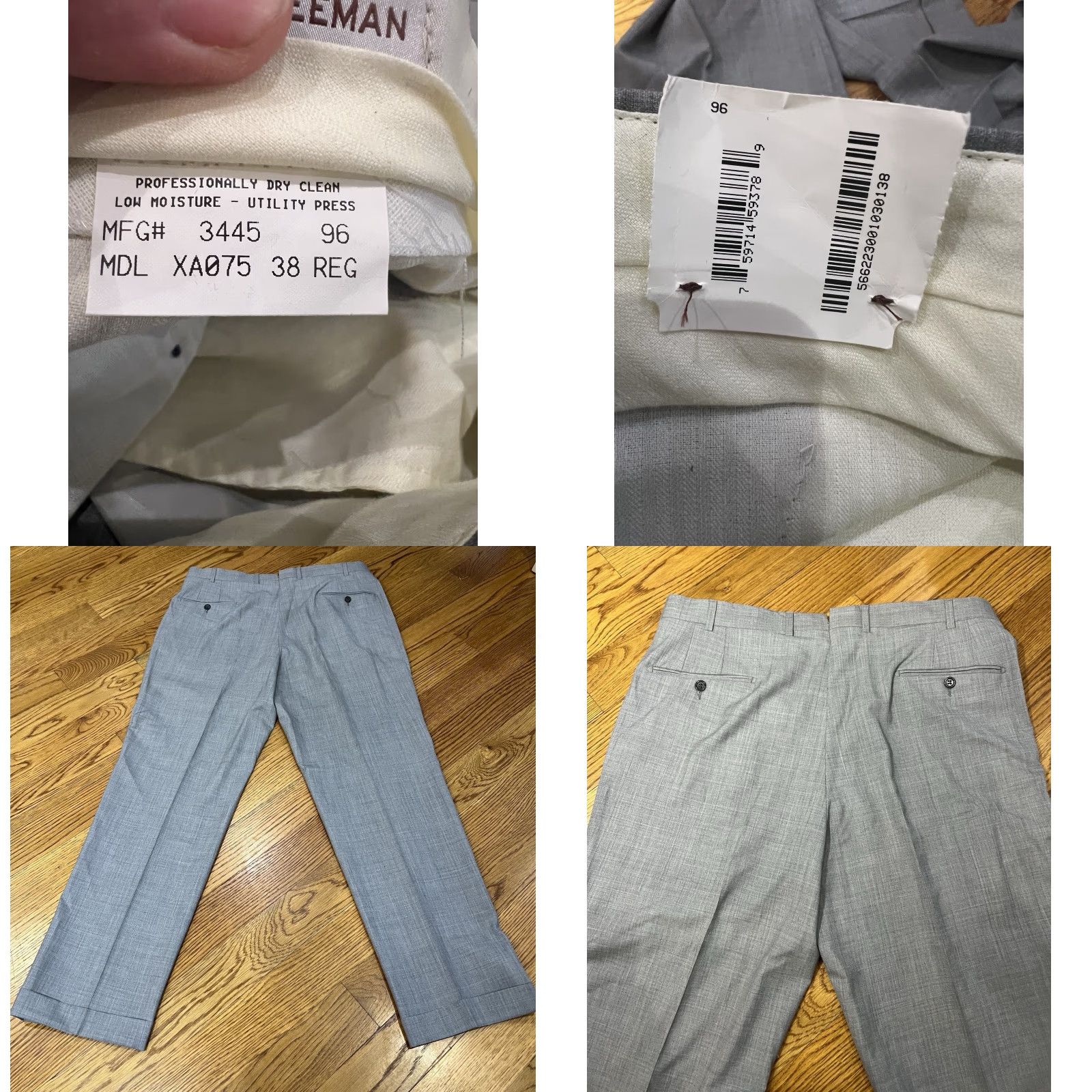 Vintage VINTAGE Dress Pants Hickey Freeman Gray 38x31 Flat Front Cuffed Legs Mens Formal, Business, Wedding, Party/Cocktail, Preppy USA Size US 38 / EU 54 - 8 Thumbnail
