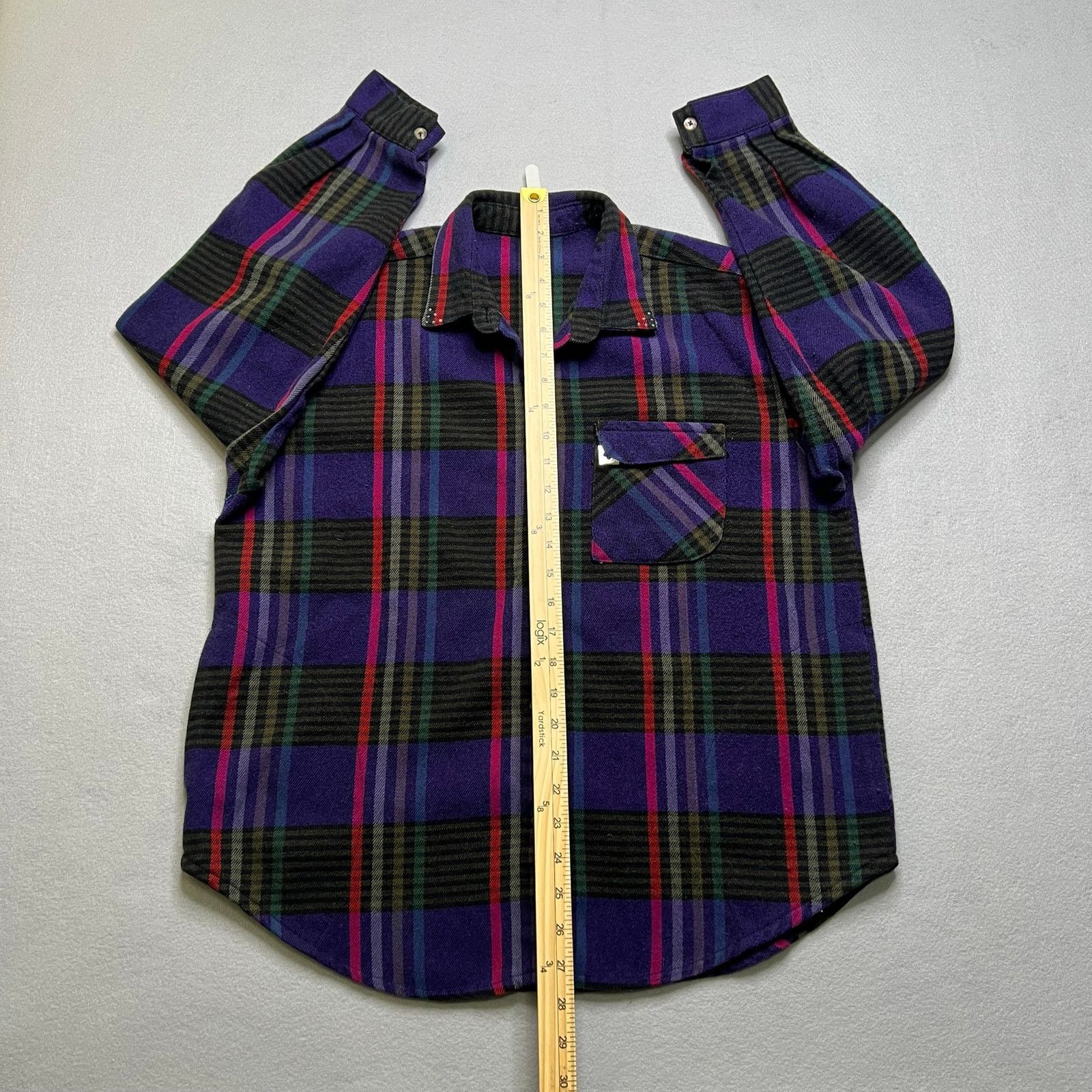 Vintage Vintage 90s Wool Blend Flannel Shirt Mens M/L Purple Plaid Size US L / EU 52-54 / 3 - 6 Thumbnail
