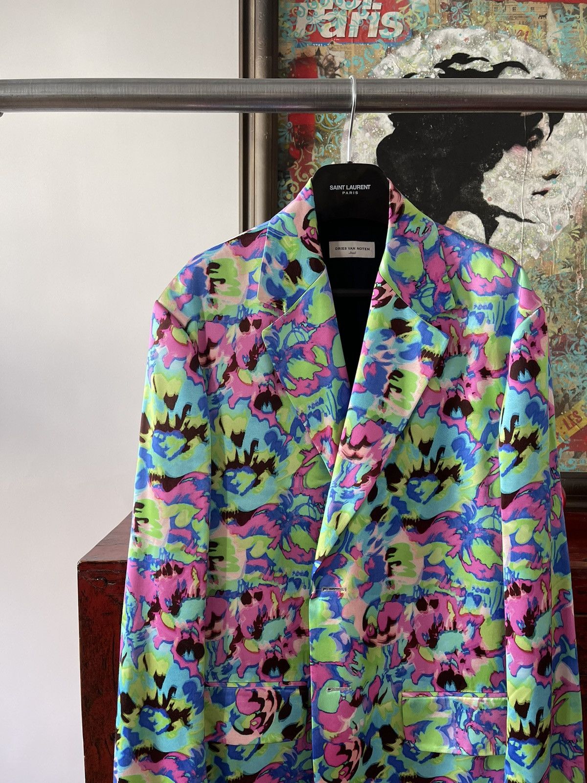 Dries Van Noten Dries Van Noten Oversized Multicolor Neon Floral Blazer Size 50R - 2 Thumbnail