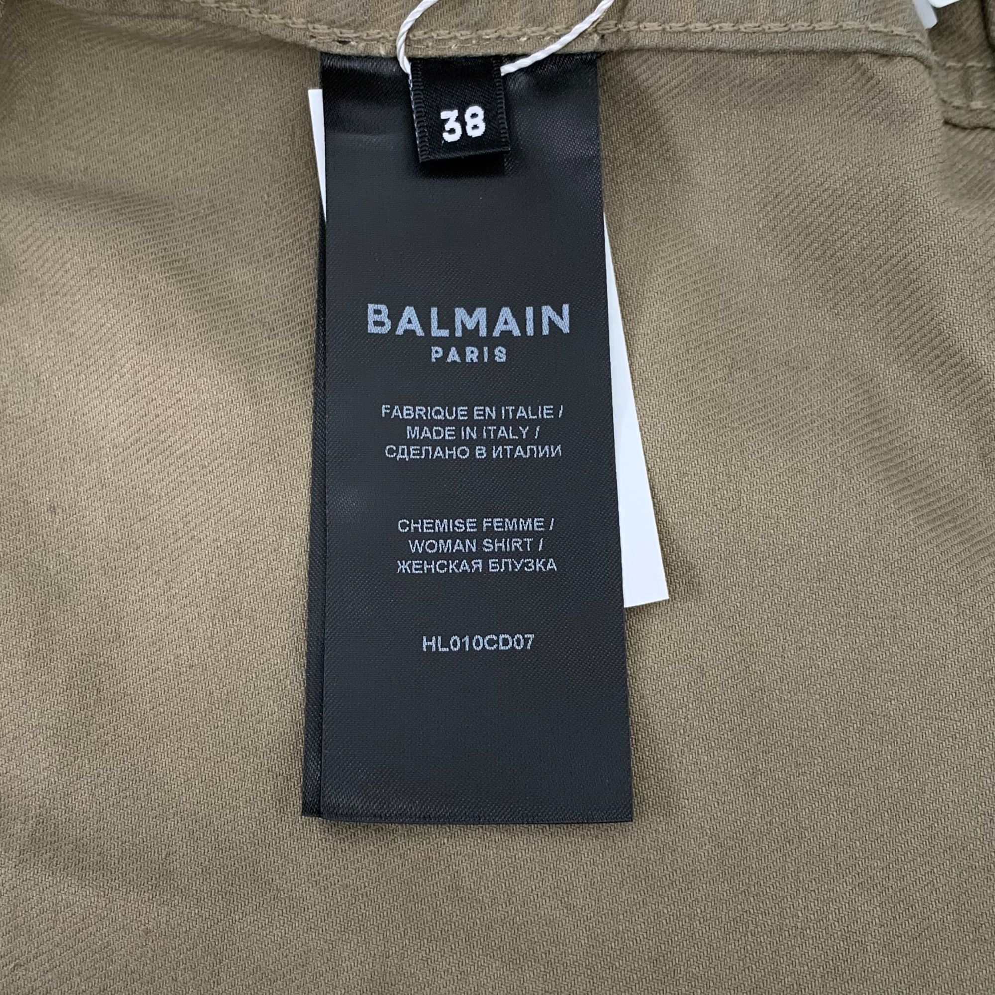Balmain Balmain Womens Brown-Green Cotton Short-Sleeve Double-Breast Size S / US 4 / IT 40 - 4 Thumbnail