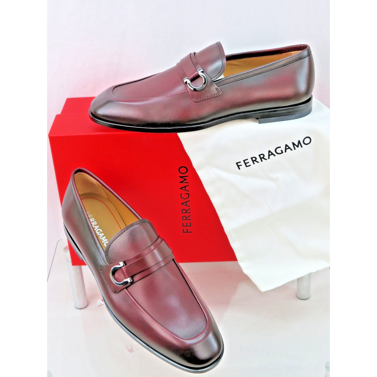 Salvatore Ferragamo FERRAGAMO BURGUNDY LEATHER FLORIO GANCINI LOAFERS 10.5 EE Size US 10.5 / EU 43-44 - 3 Thumbnail