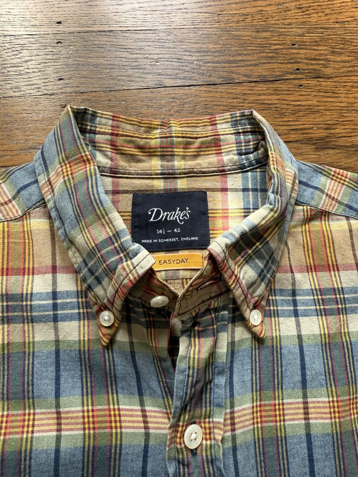 Drake's Drake's Indian Madras Button Down Shirt Size 16.5* Size US L / EU 52-54 / 3 - 2 Thumbnail