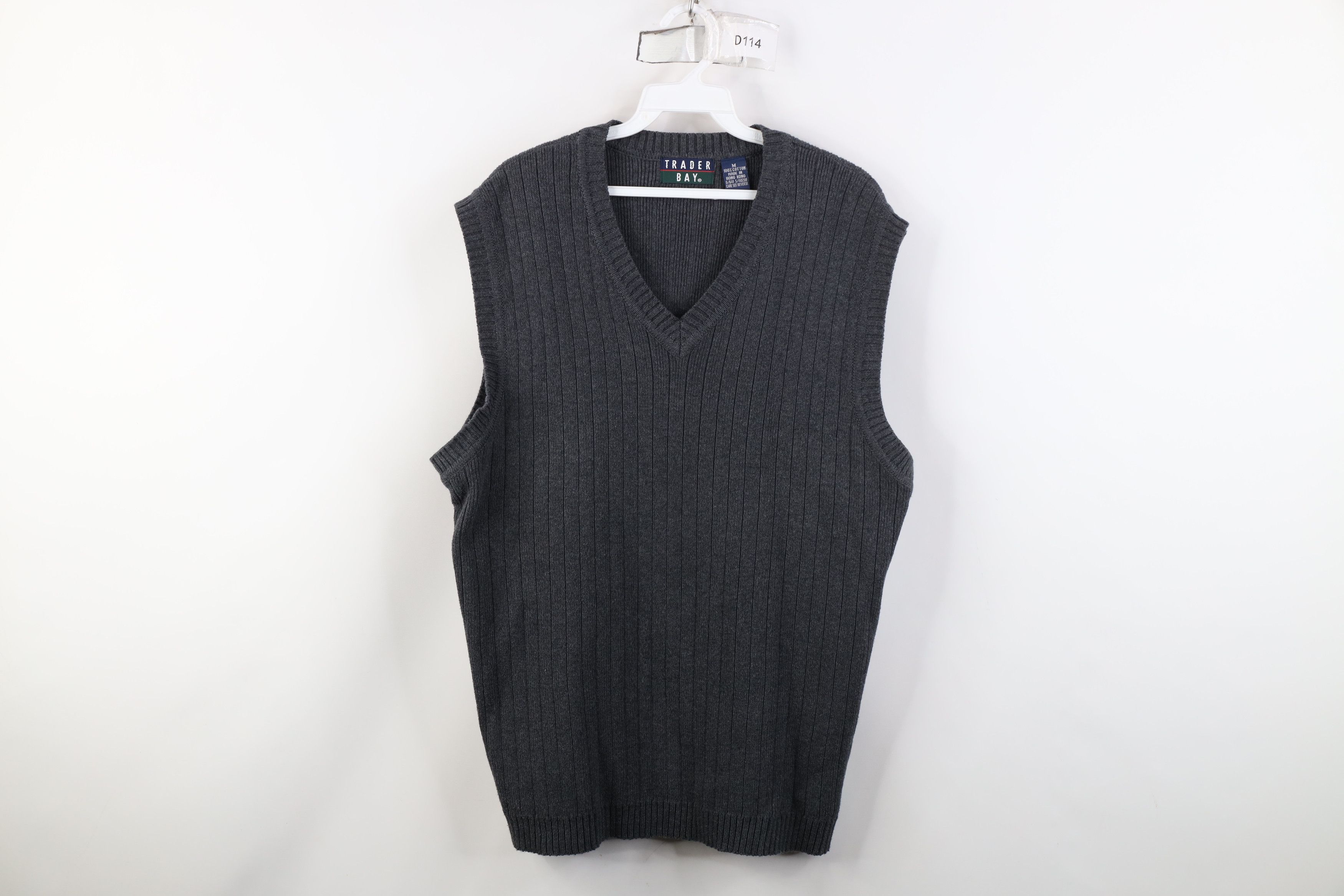 Vintage Vintage 90s Streetwear Cotton Ribbed Knit Sweater Vest Gray Size US M / EU 48-50 / 2 - 1 Thumbnail