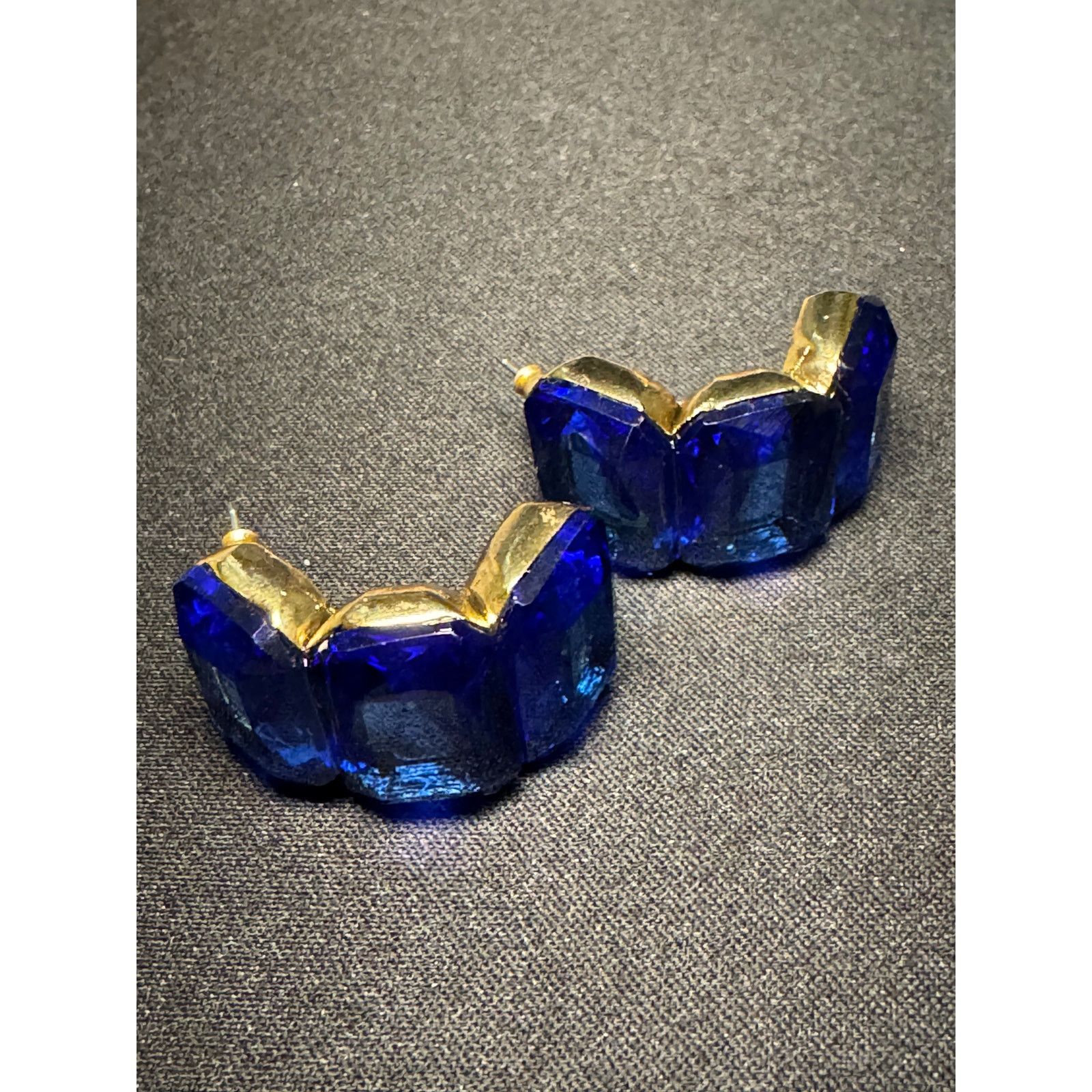 Oscar De La Renta Oscar De La Renta Deep Blue Half Hoop Earrings Size ONE SIZE - 7 Thumbnail