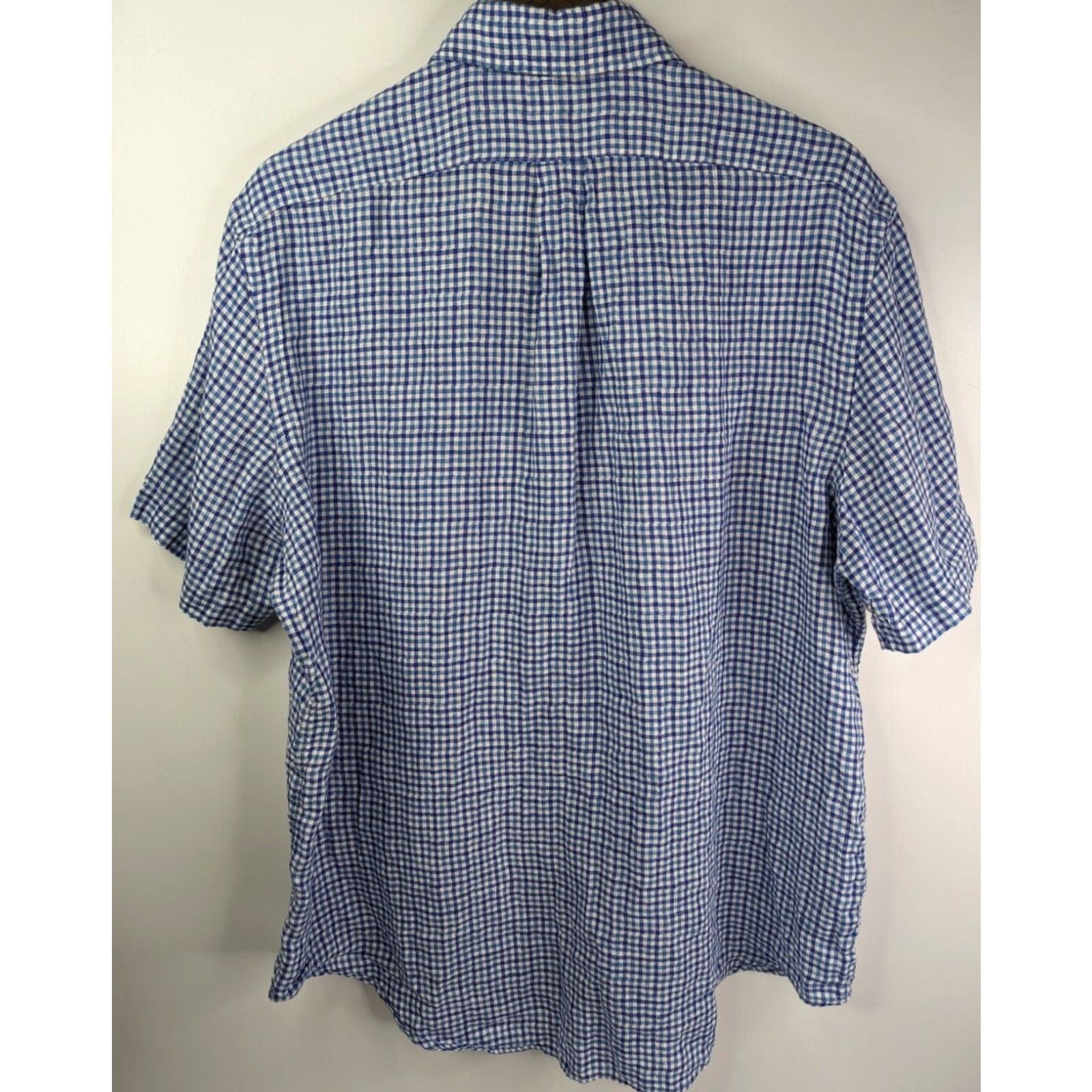 Ralph Lauren Ralph Lauren Linen Shirt Men's XL Blue Checked Button-Down Short Sleeve Vintage Size US XL / EU 56 / 4 - 3 Thumbnail