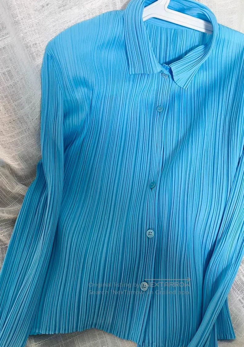 Issey Miyake Issey Miyake Aqua Blue Shirt Top Size XL / US 12-14 / IT 48-50 - 2 Thumbnail