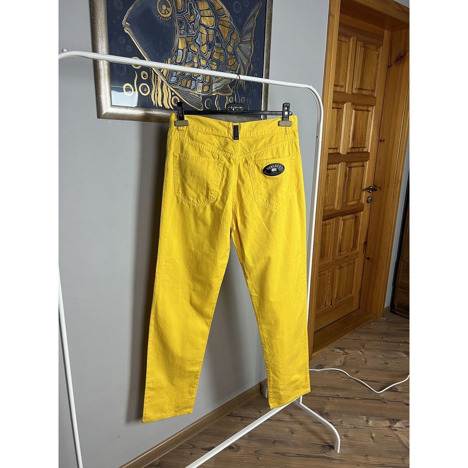 Versace RARE! Versace V2 Classic Men`s Yellow Denim Straight Pants S Size US 33 - 11 Thumbnail