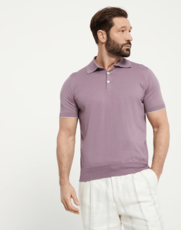 Brunello Cucinelli Polo Sweater in Dark Purple Size US M / EU 48-50 / 2 - 1 Thumbnail