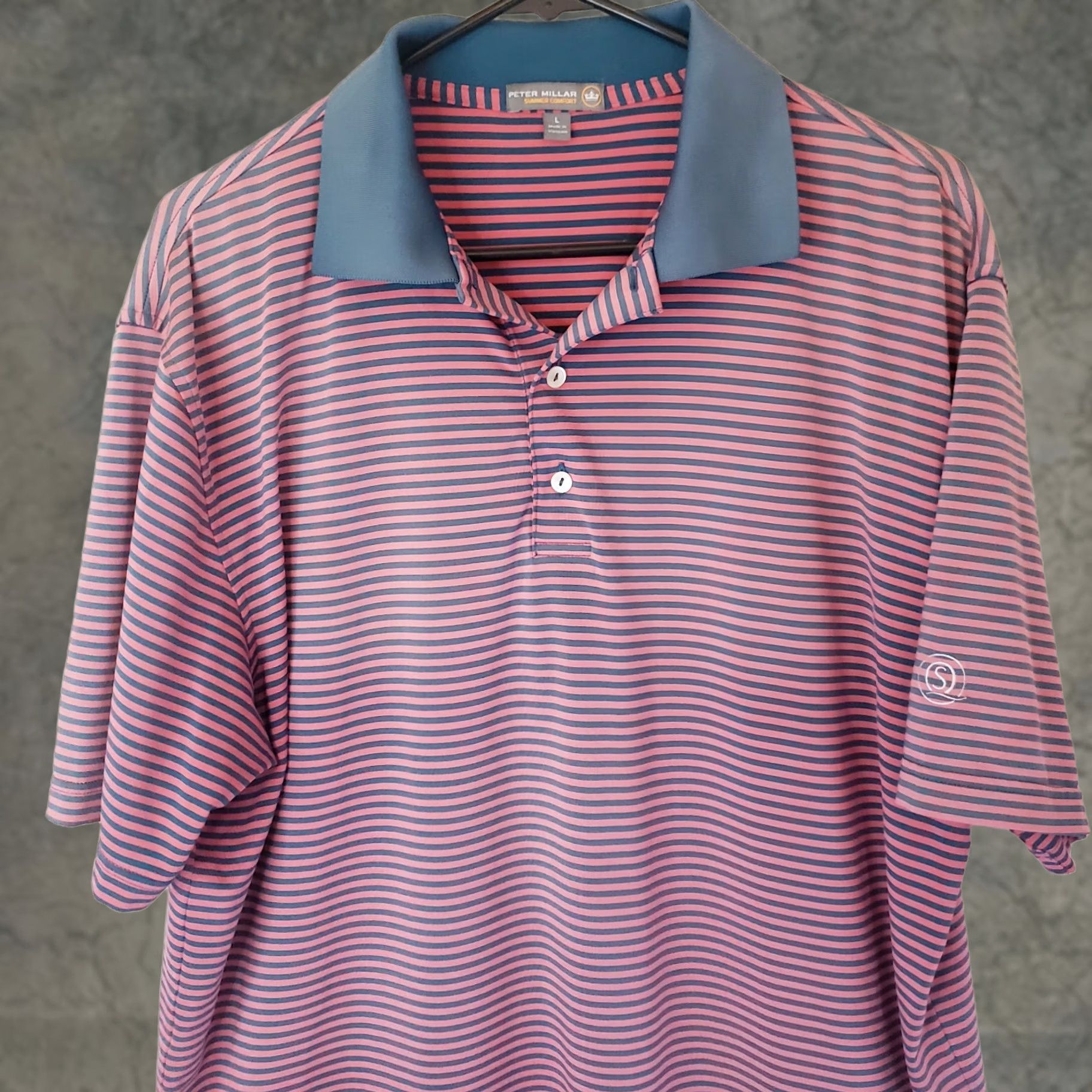 Peter Millar Peter Millar Polo Shirt L Mens Summer Comfort Pink Blue Striped Golf Short Sleeve Size US L / EU 52-54 / 3 - 1 Thumbnail