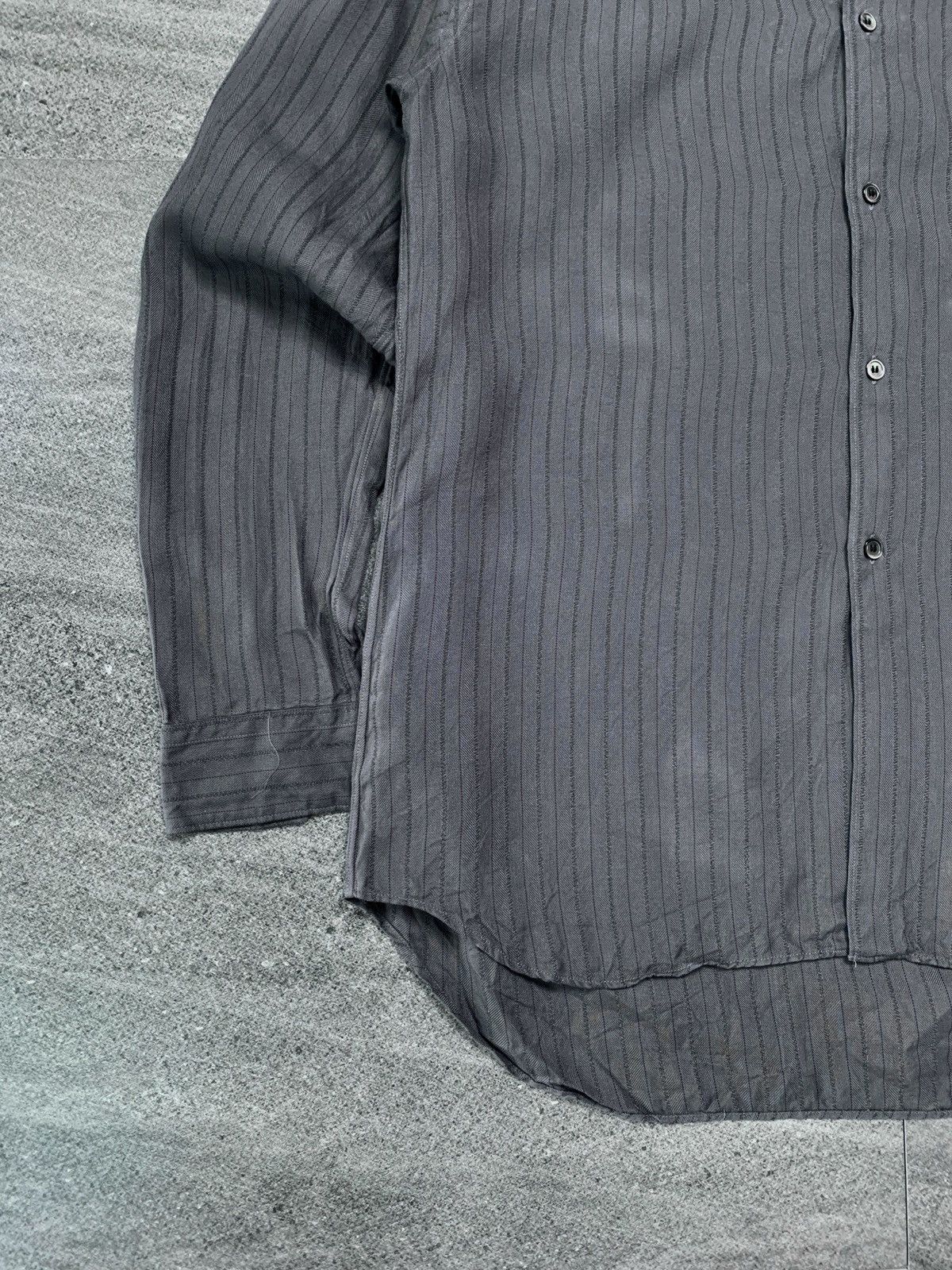 Comme des Garcons Homme Plus CDGH+ Evergreen Striped Rayon Shirt Size US M / EU 48-50 / 2 - 4 Thumbnail