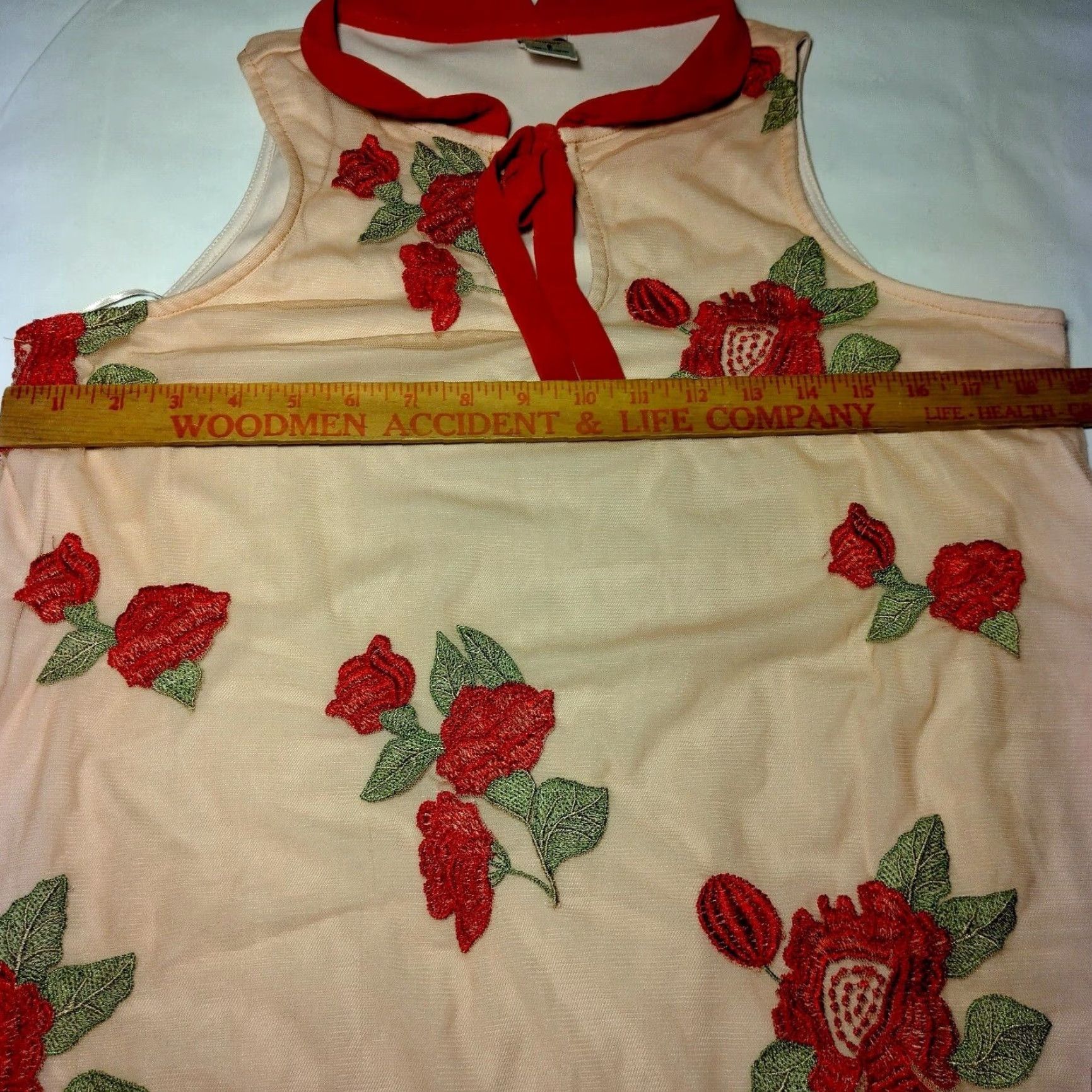Disney Disney Lauren Conrad Snow White Shirt Small Peach Sleeveless Sheer Red Flowers Size S / US 4 / IT 40 - 7 Thumbnail