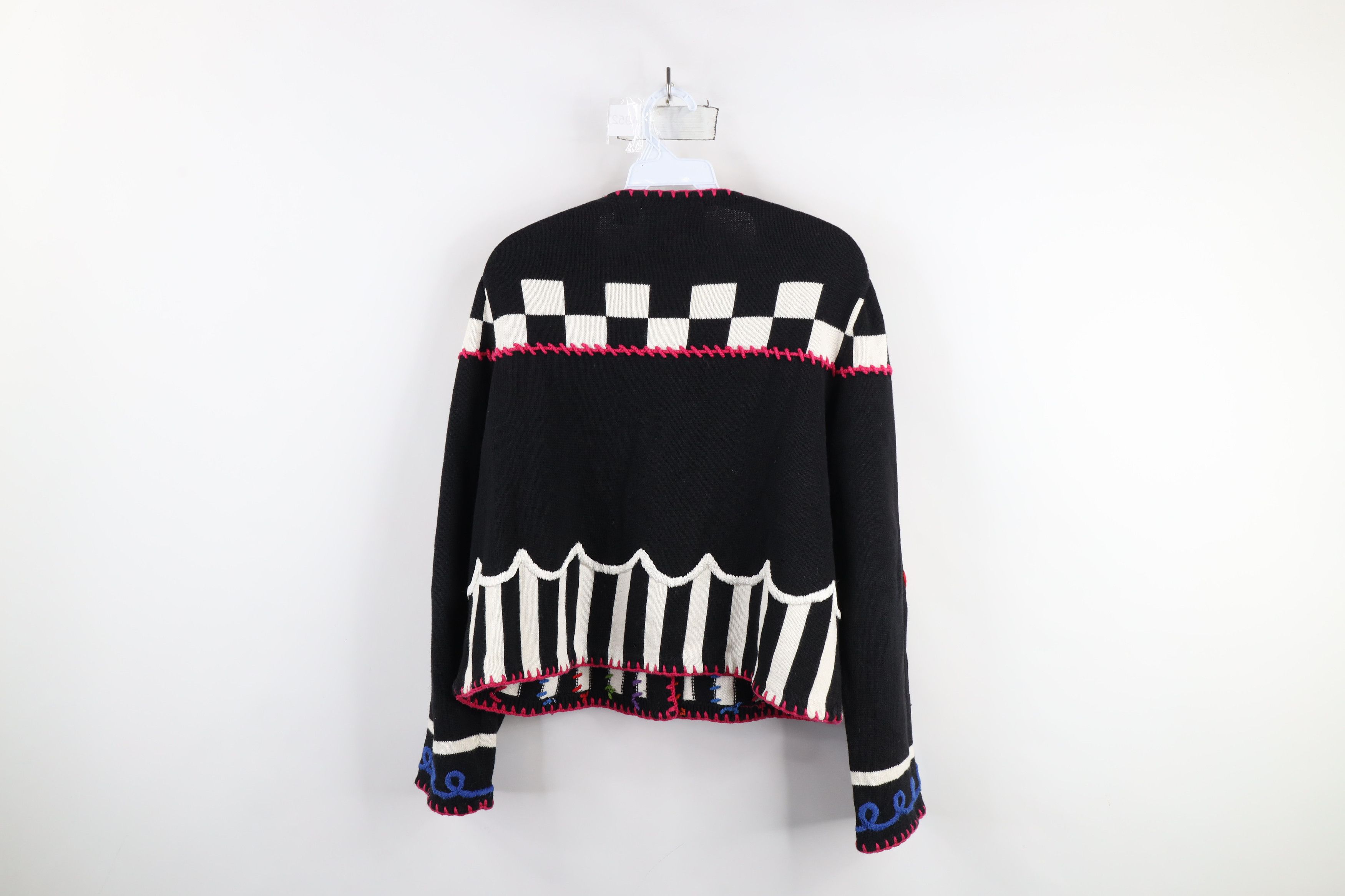 Vintage Vintage 90s Michael Simon Flower Knit Cardigan Sweater Size L / US 10 / IT 46 - 13 Thumbnail