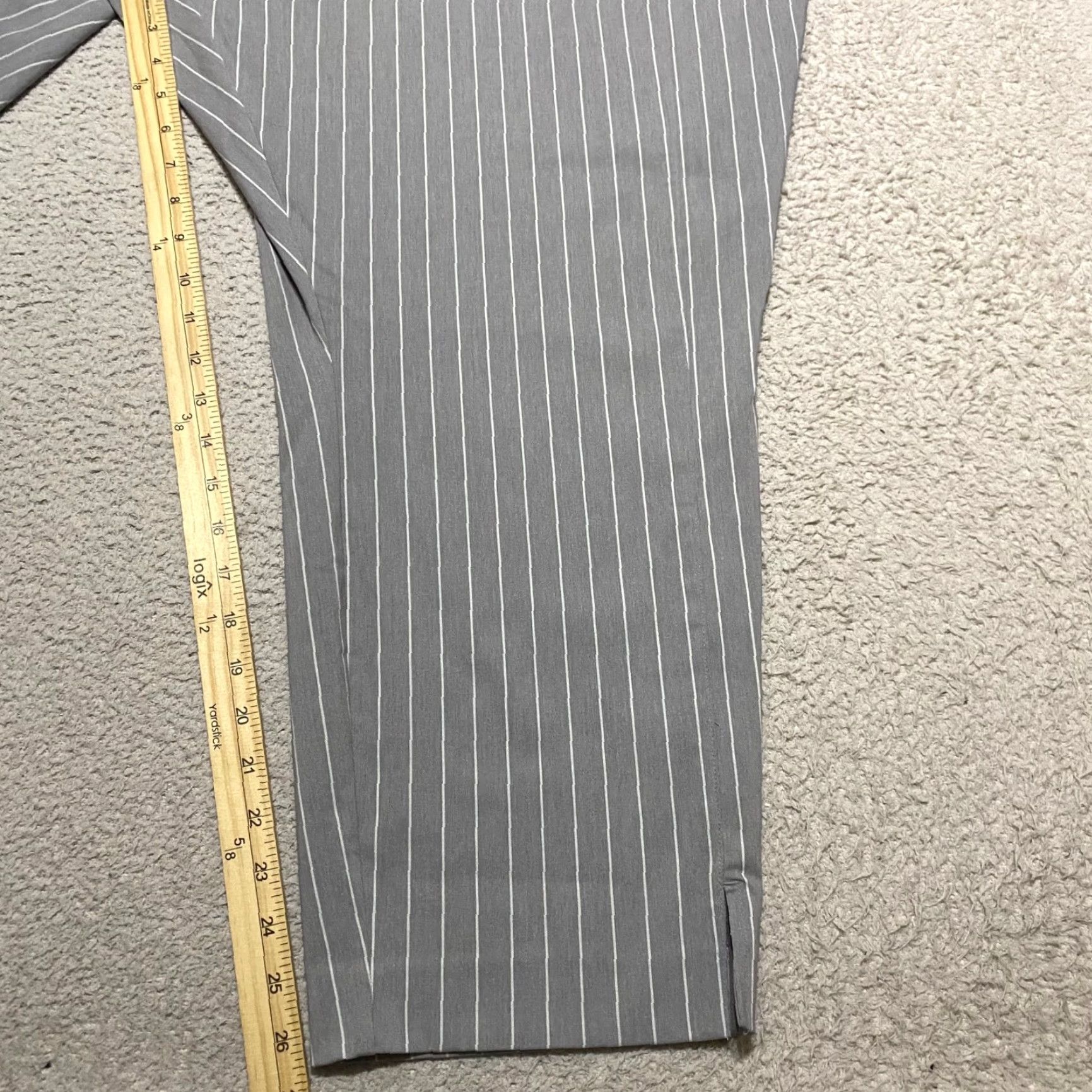 Apt. 9 Apt. 9 Womens 4X Plus Pants Gray Striped High Rise Ankle Pull On Elastic Waist 52 in Inseam 26.5 in NWT Size 38" / US 16 / IT 52 - 3 Thumbnail