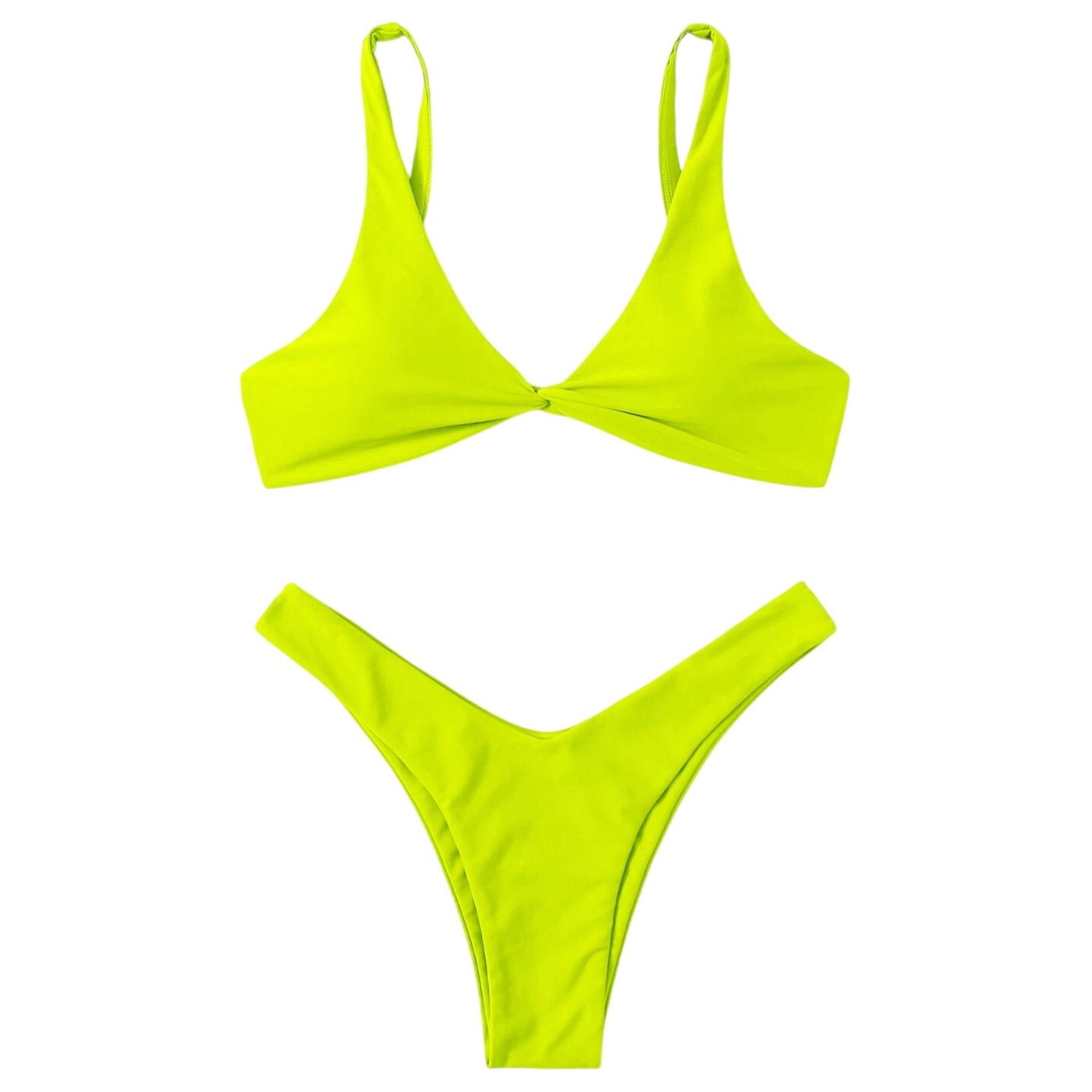 Shein Front Twist Cheeky Bikini in Yellow, Size S Size ONE SIZE - 1 Thumbnail
