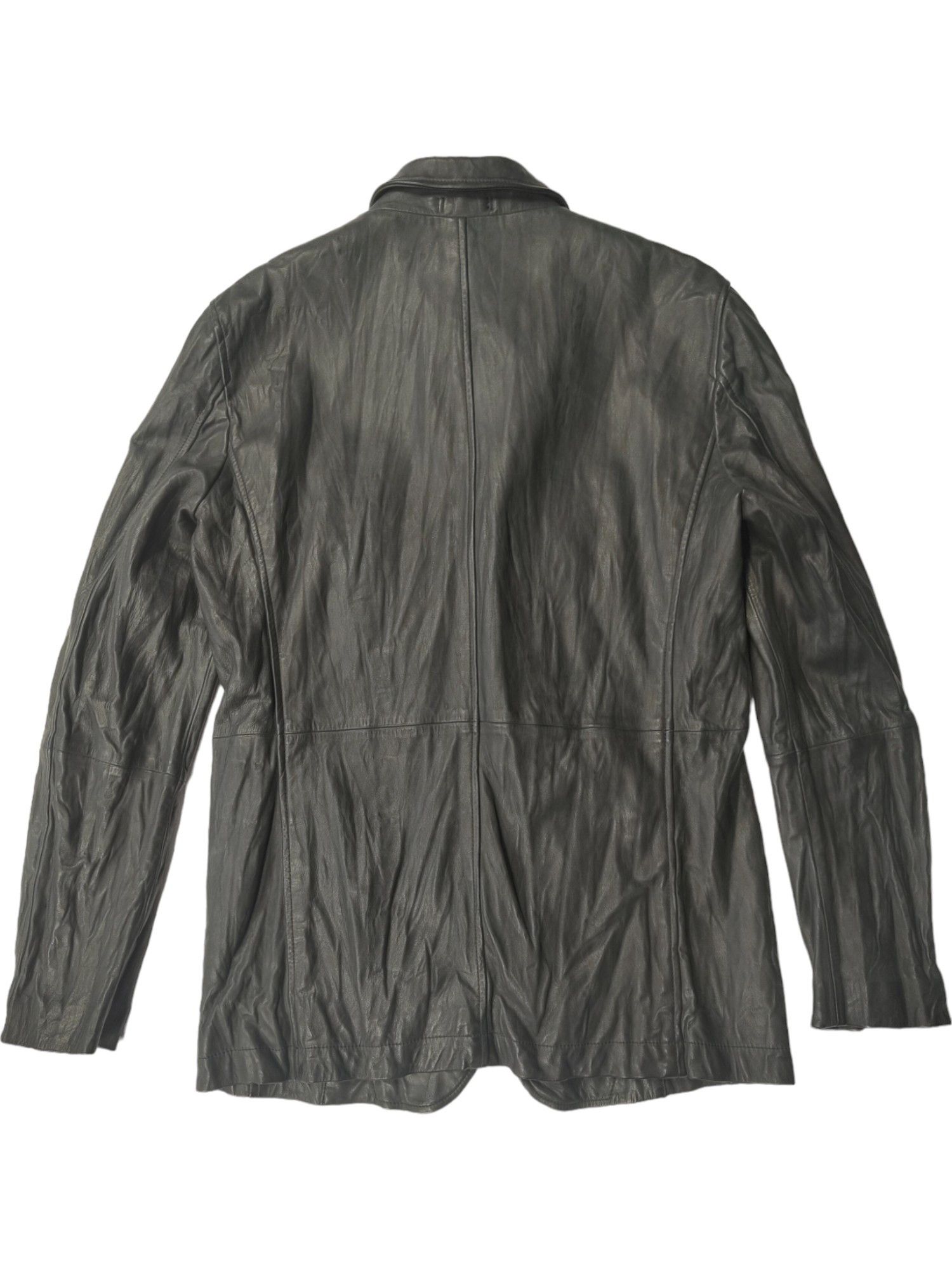 Issey Miyake Issey Miyake Grey Leather Blazer Coat Size US XL / EU 56 / 4 - 2 Thumbnail